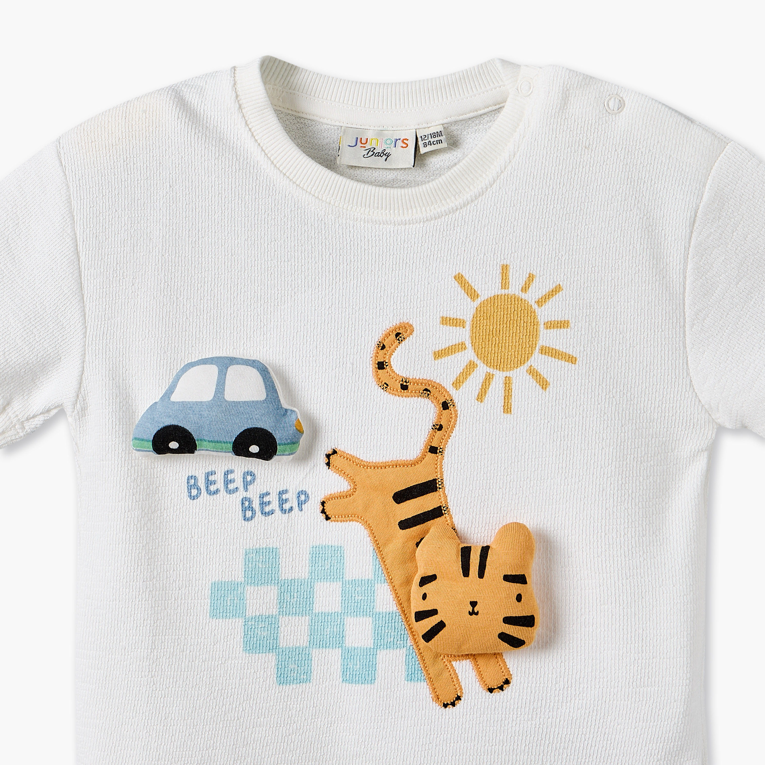 Juniors Round Neck Short Sleeves T-shirt and Shorts Set with Tiger Applique-baby-boys-clothing-setsandcoords-image-5