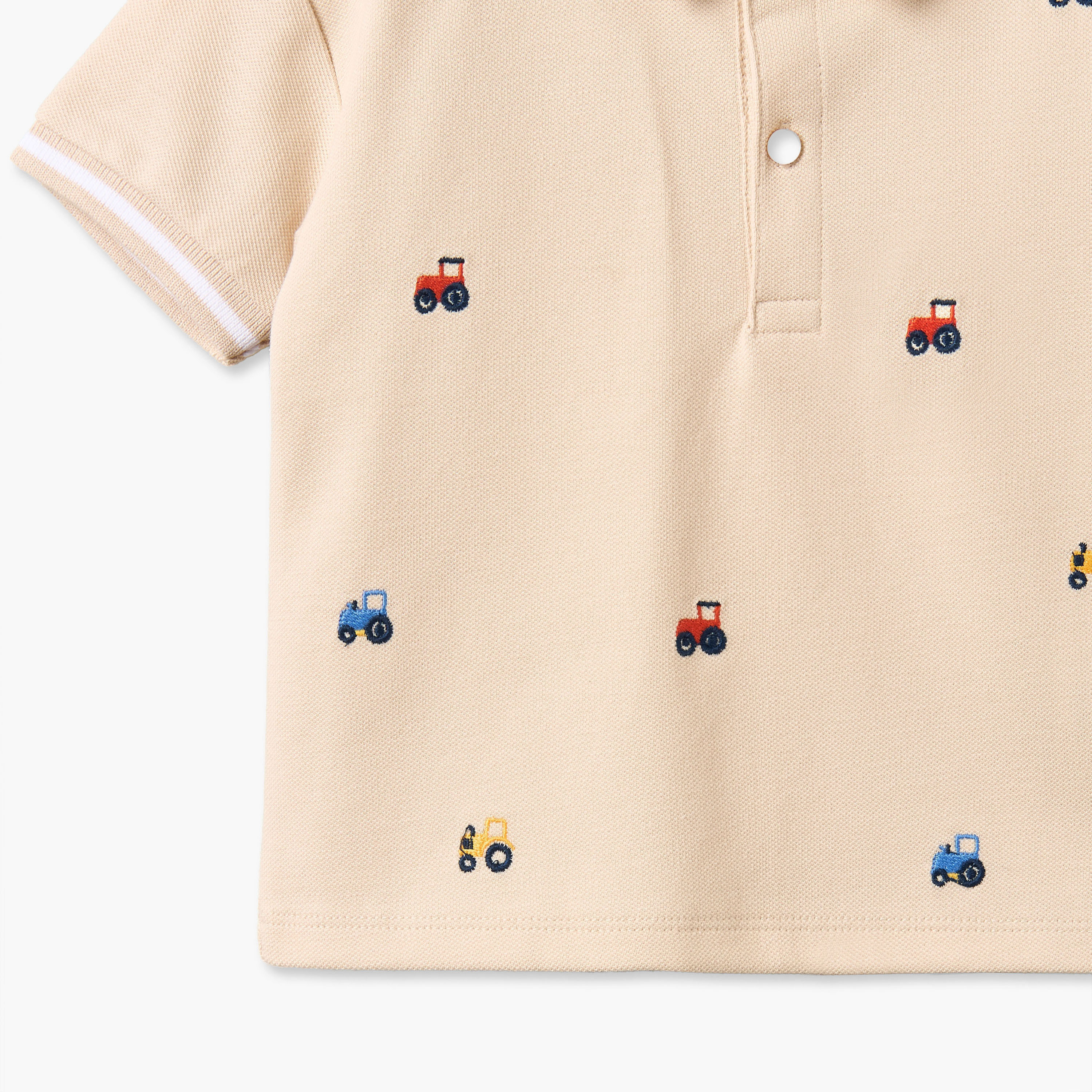 Juniors Collared Short Sleeves Polo T-shirt and Shorts Set with Tractor Embroidery-baby-boys-clothing-setsandcoords-image-7