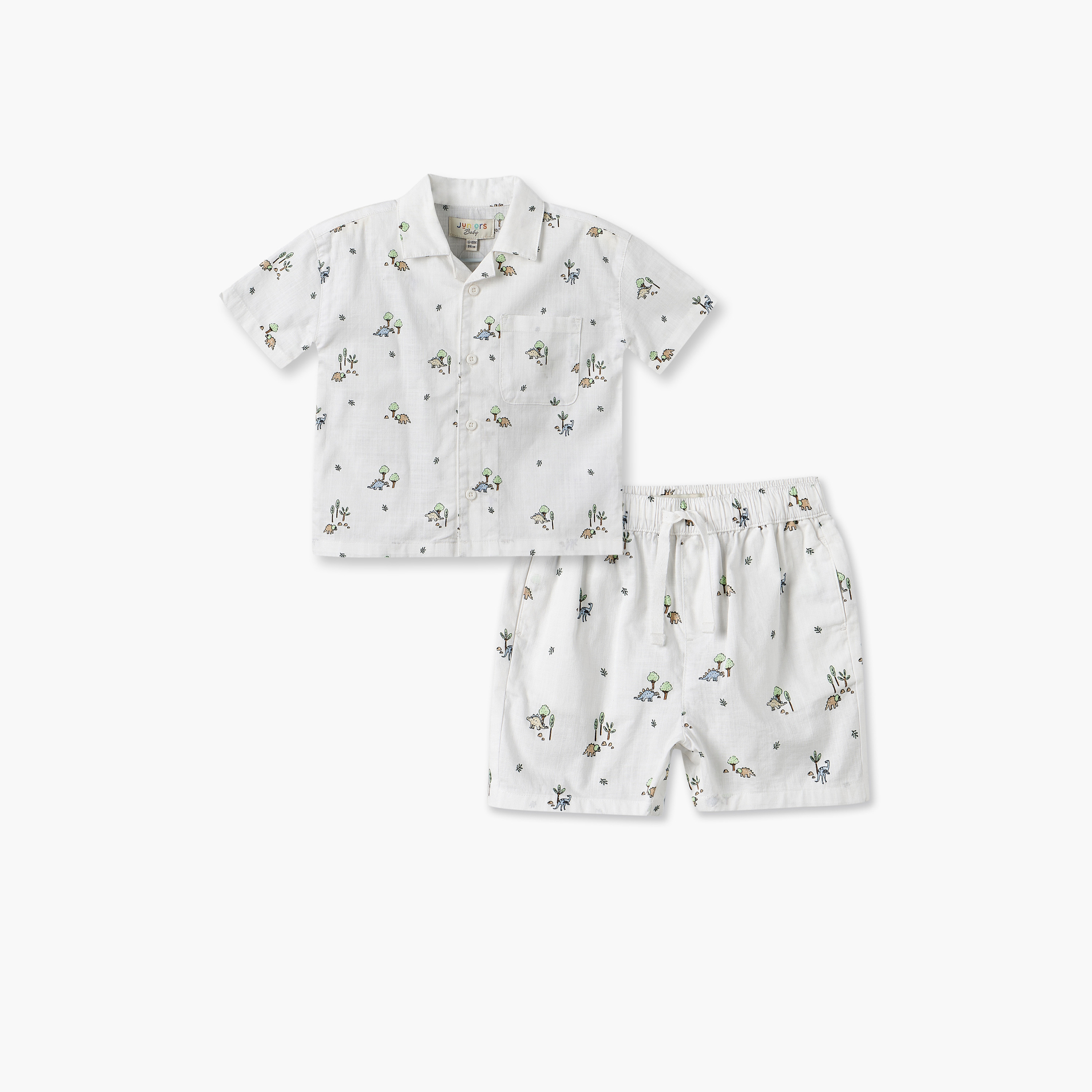Juniors Collared Short Sleeves Shirt and Shorts Set with Dinosaur Print-baby-boys-clothing-setsandcoords-image-2