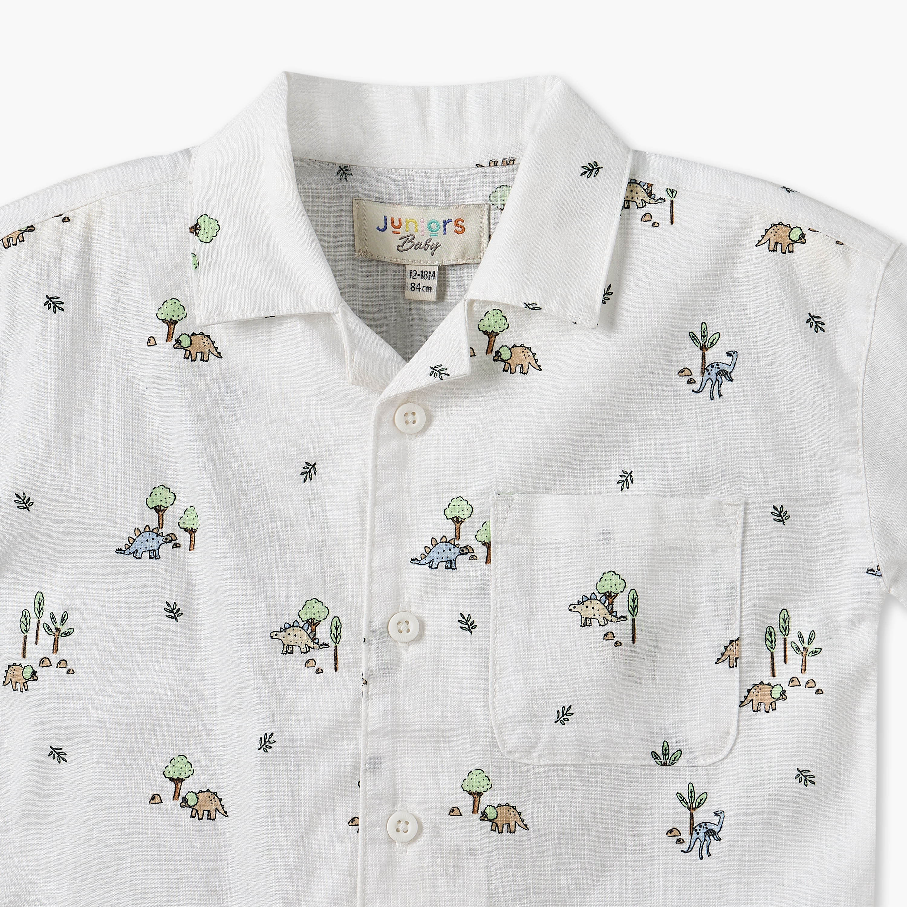 Juniors Collared Short Sleeves Shirt and Shorts Set with Dinosaur Print-baby-boys-clothing-setsandcoords-image-5