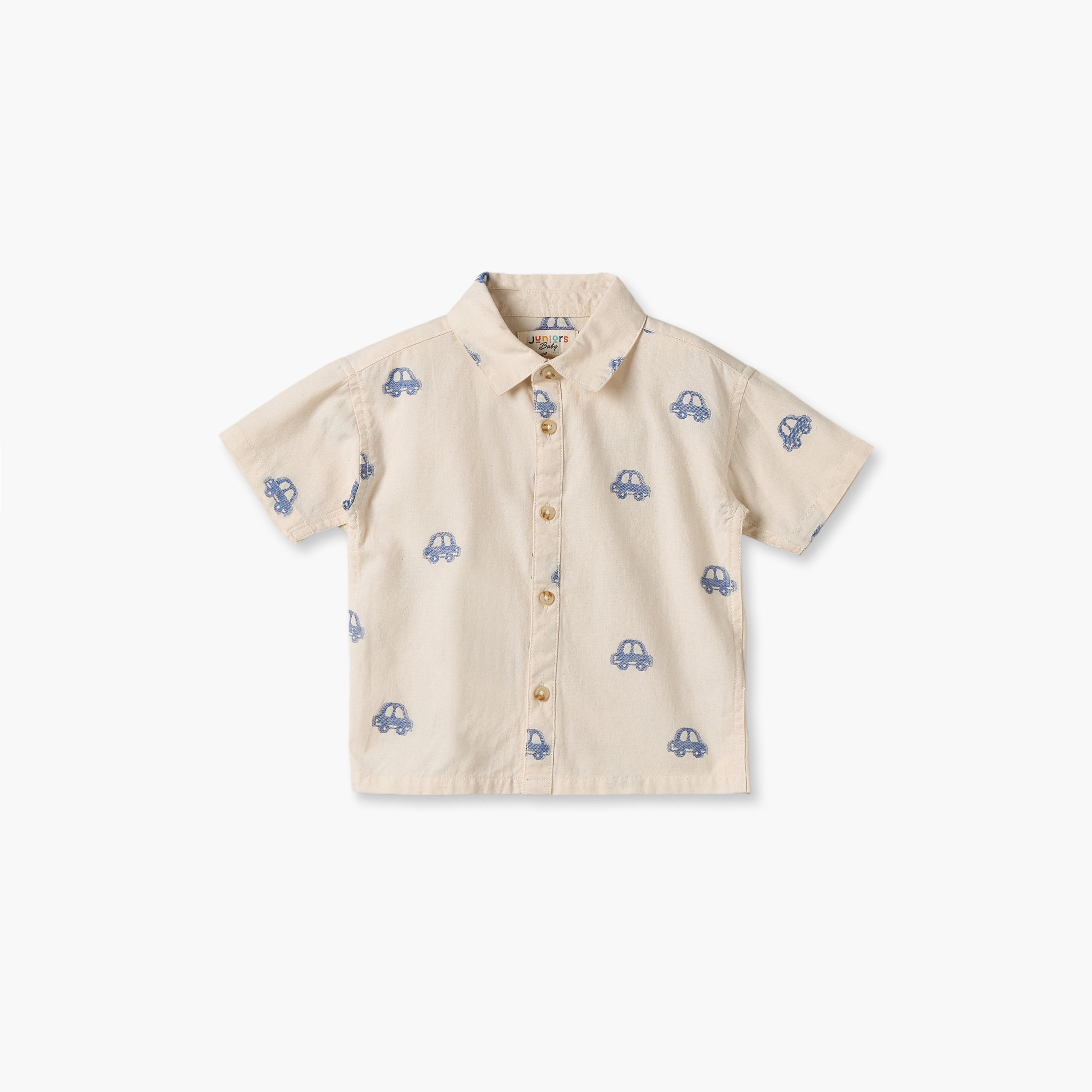 طقم شورت وقميص بياقة عادية وأكمام قصيرة وطبعات سيارات من جونيورز-baby-boys-clothing-setsandcoords-image-2