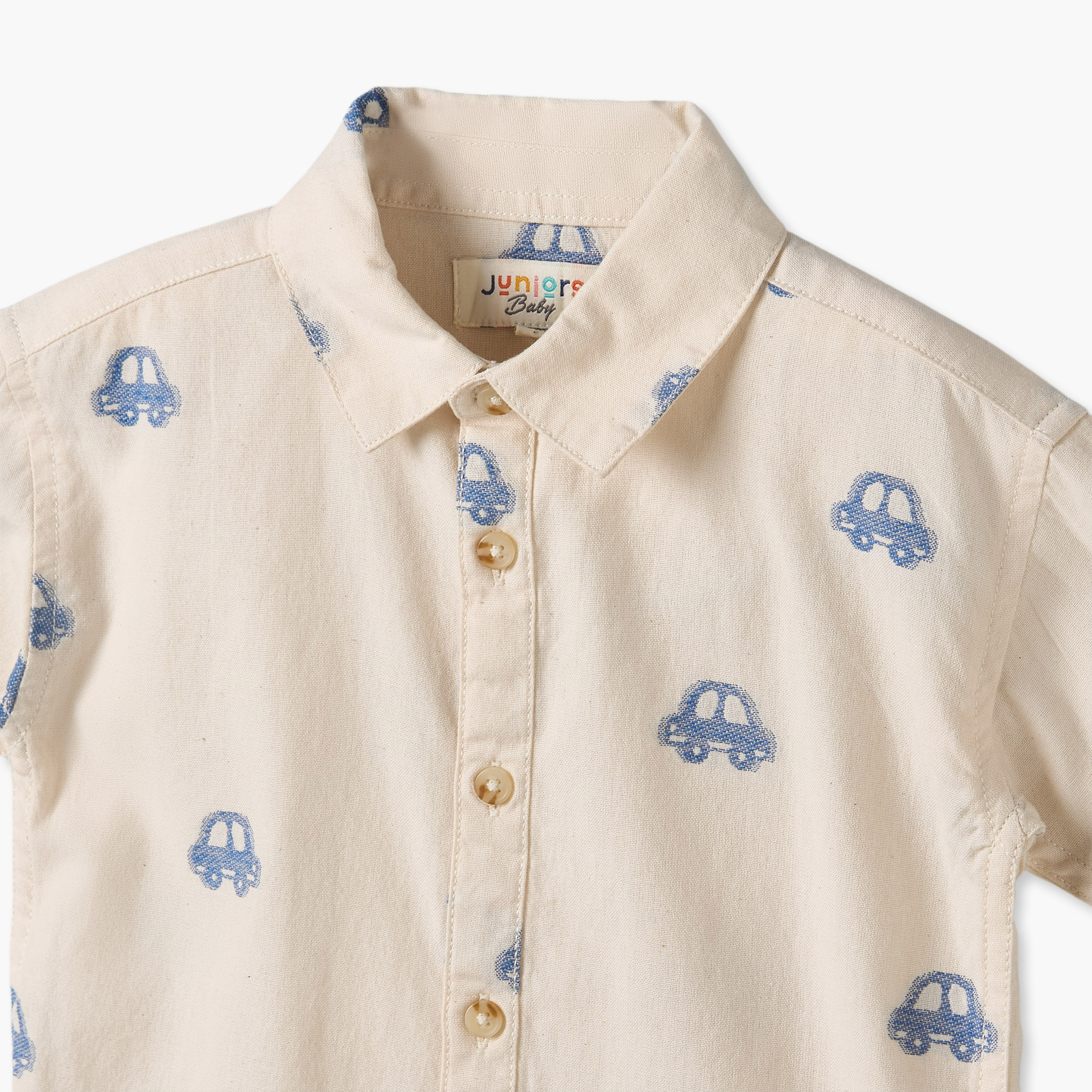طقم شورت وقميص بياقة عادية وأكمام قصيرة وطبعات سيارات من جونيورز-baby-boys-clothing-setsandcoords-image-6