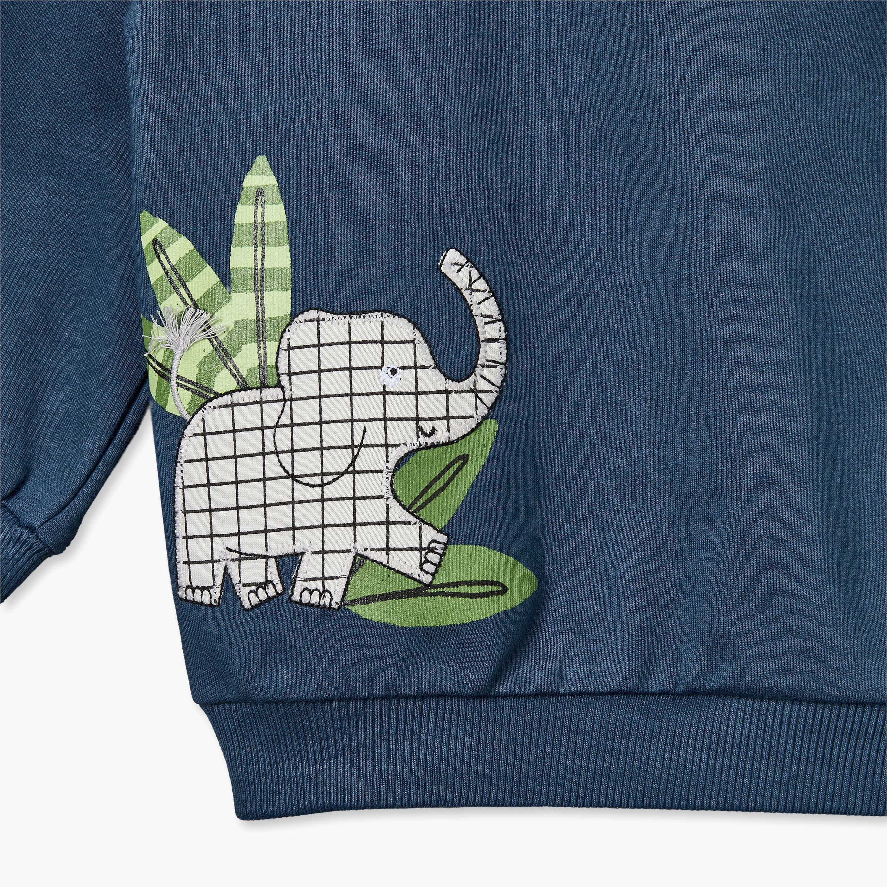 Juniors Round Neck Long Sleeves Sweatshirt and Joggers Set with Applique Design-baby-boys-clothing-setsandcoords-image-7