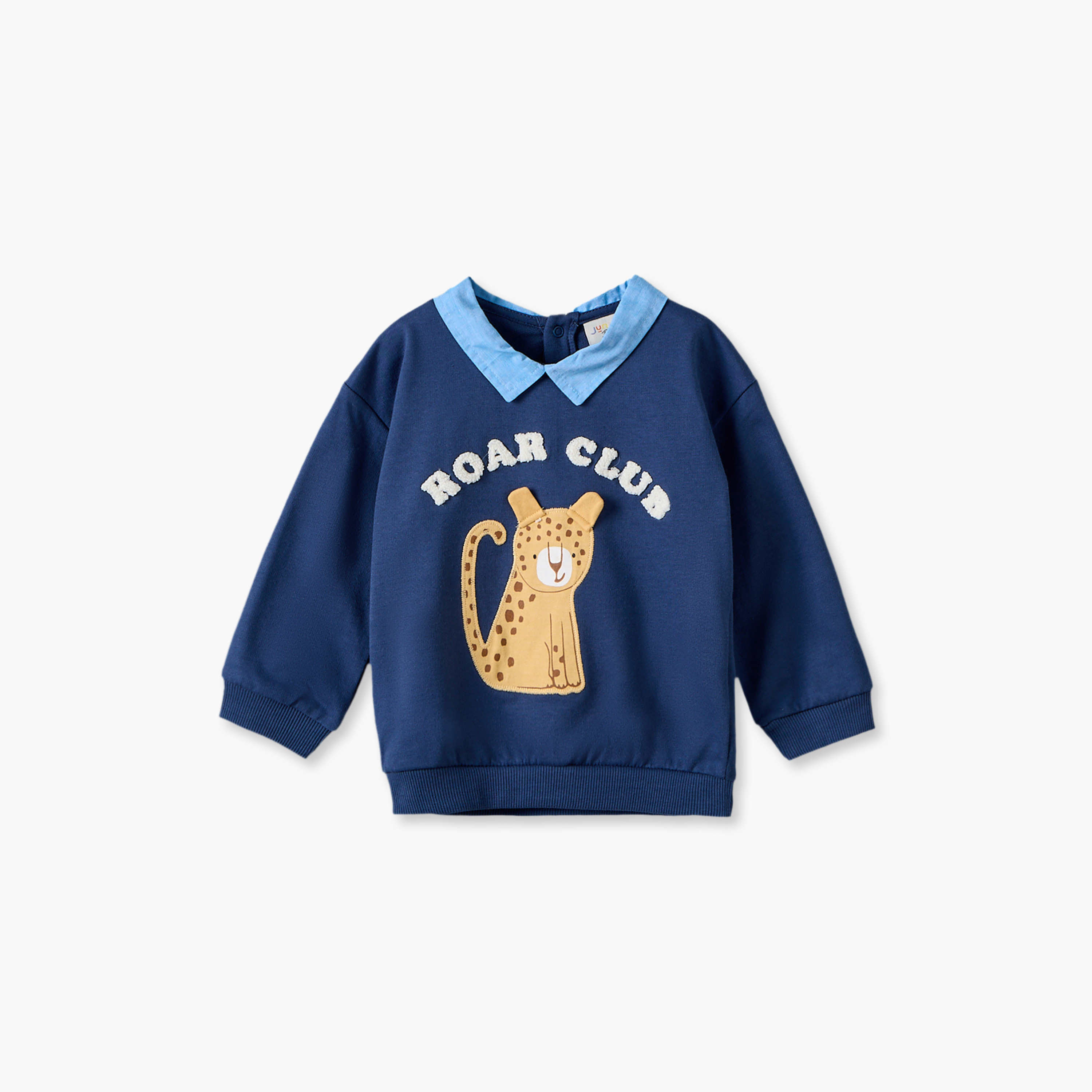 طقم بنطلون وسويت شيرت بياقة وأكمام طويلة وزخارف نمر من جونيورز-baby-boys-clothing-winterwear-setsandcoords-image-3