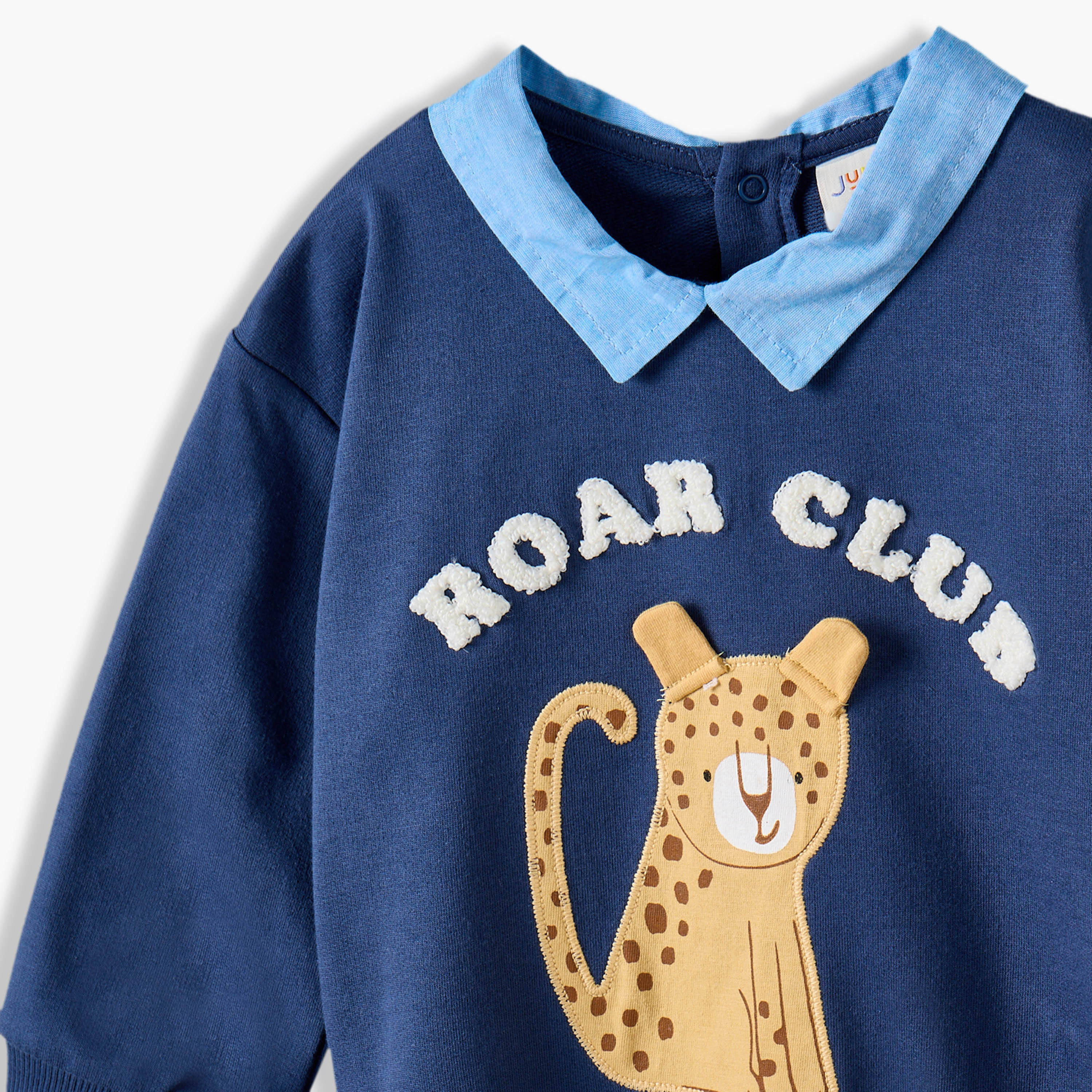 طقم بنطلون وسويت شيرت بياقة وأكمام طويلة وزخارف نمر من جونيورز-baby-boys-clothing-winterwear-setsandcoords-image-7