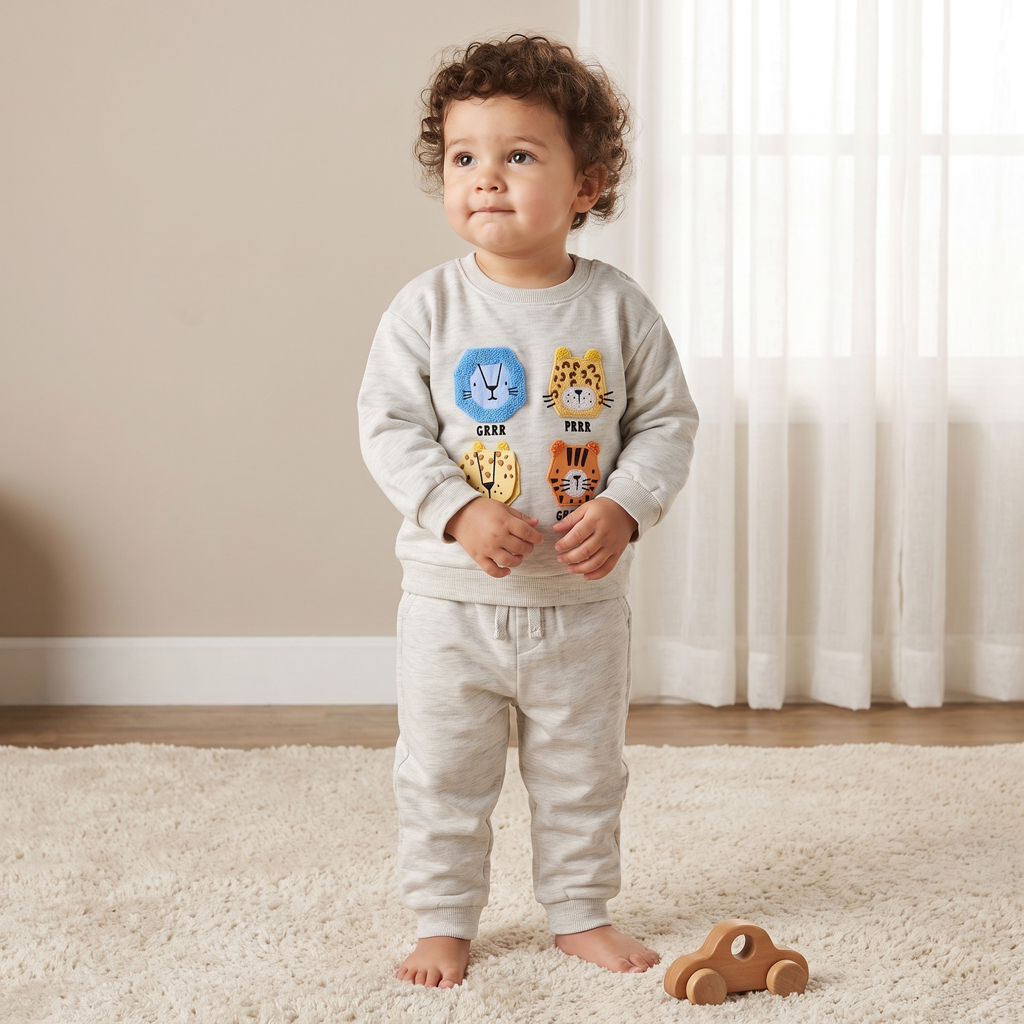 Juniors Crew Neck Long Sleeves Sweatshirt and Joggers with Applique Accent-baby-boys-clothing-setsandcoords-image-1