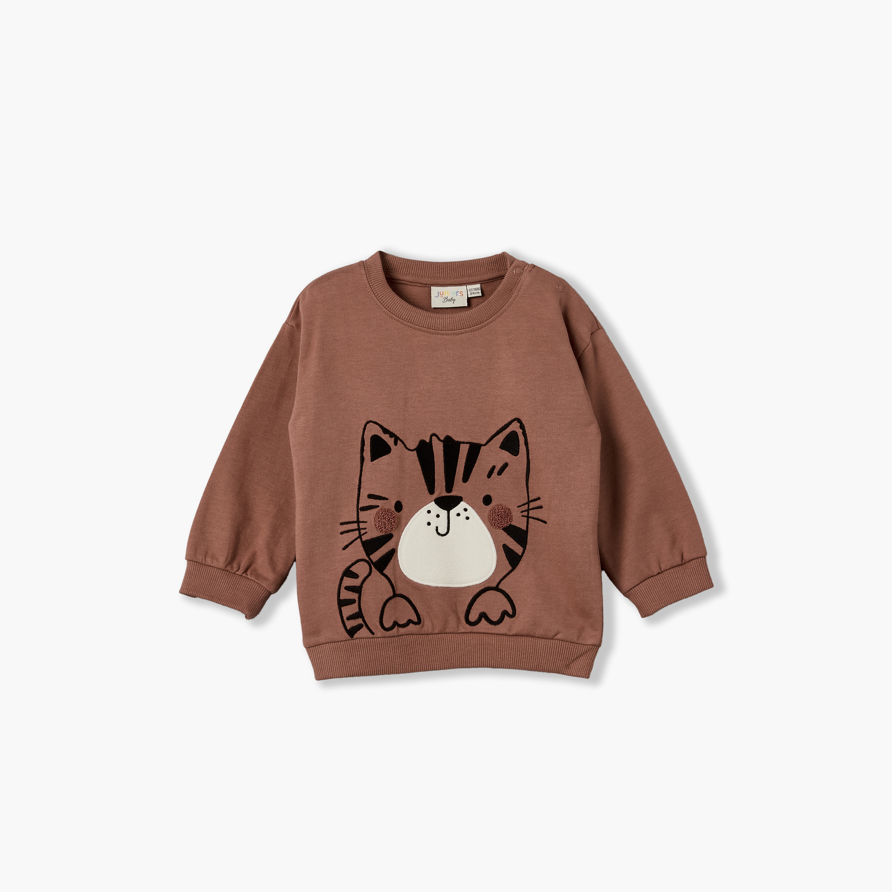 Juniors Round Neck Long Sleeves Sweatshirt and Joggers Set with Tiger Print-baby-boys-clothing-winterwear-setsandcoords-image-4