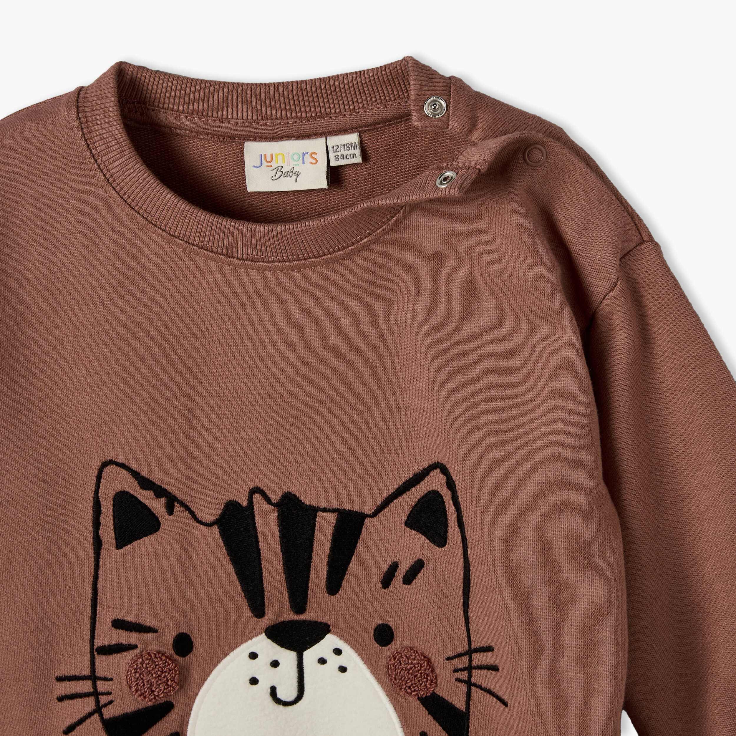 Juniors Round Neck Long Sleeves Sweatshirt and Joggers Set with Tiger Print-baby-boys-clothing-winterwear-setsandcoords-image-7