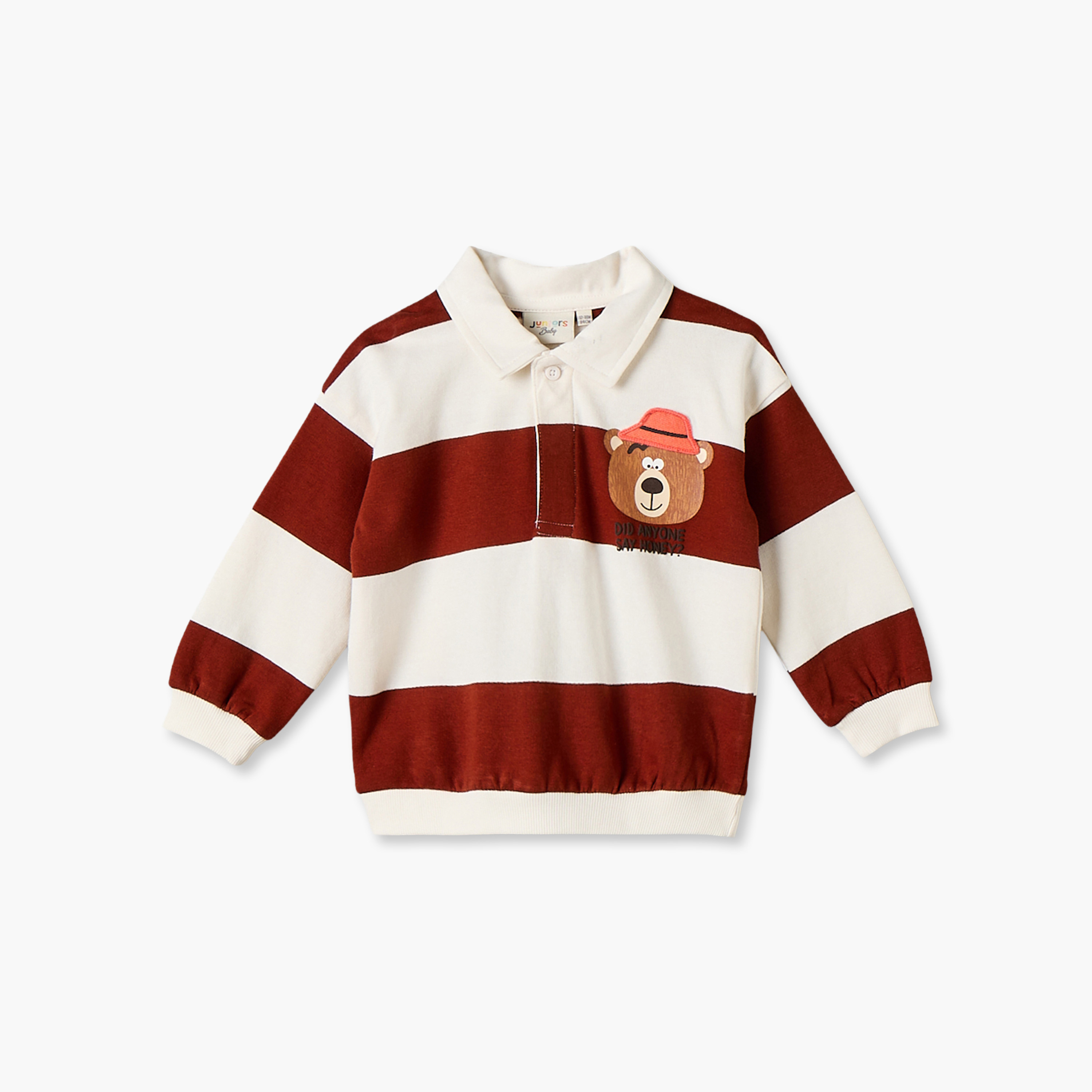 طقم بلوزة بأكمام طويلة وياقة بولو وبنطلون رياضي بخطوط من جونيورز-baby-boys-clothing-setsandcoords-image-3
