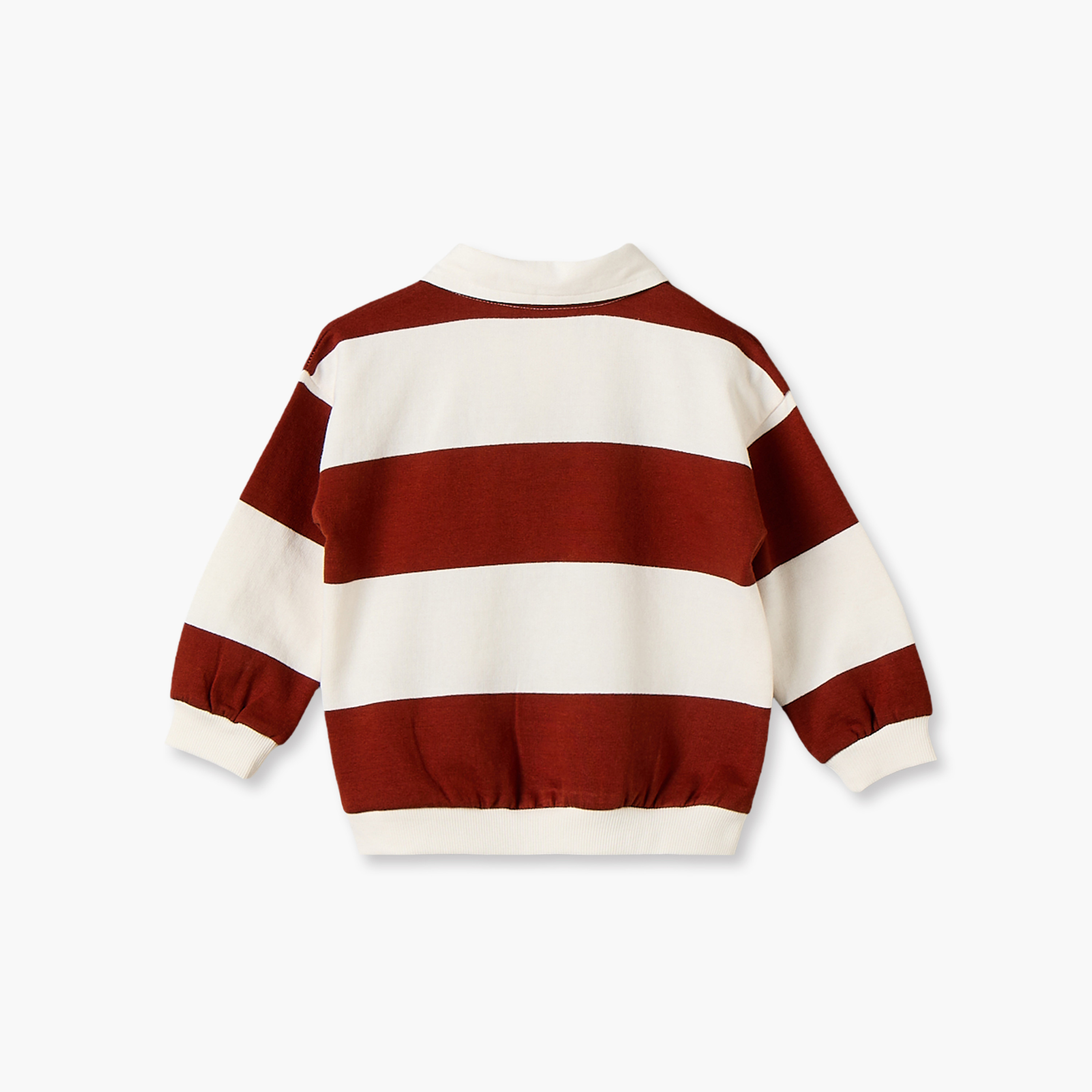 طقم بلوزة بأكمام طويلة وياقة بولو وبنطلون رياضي بخطوط من جونيورز-baby-boys-clothing-setsandcoords-image-5