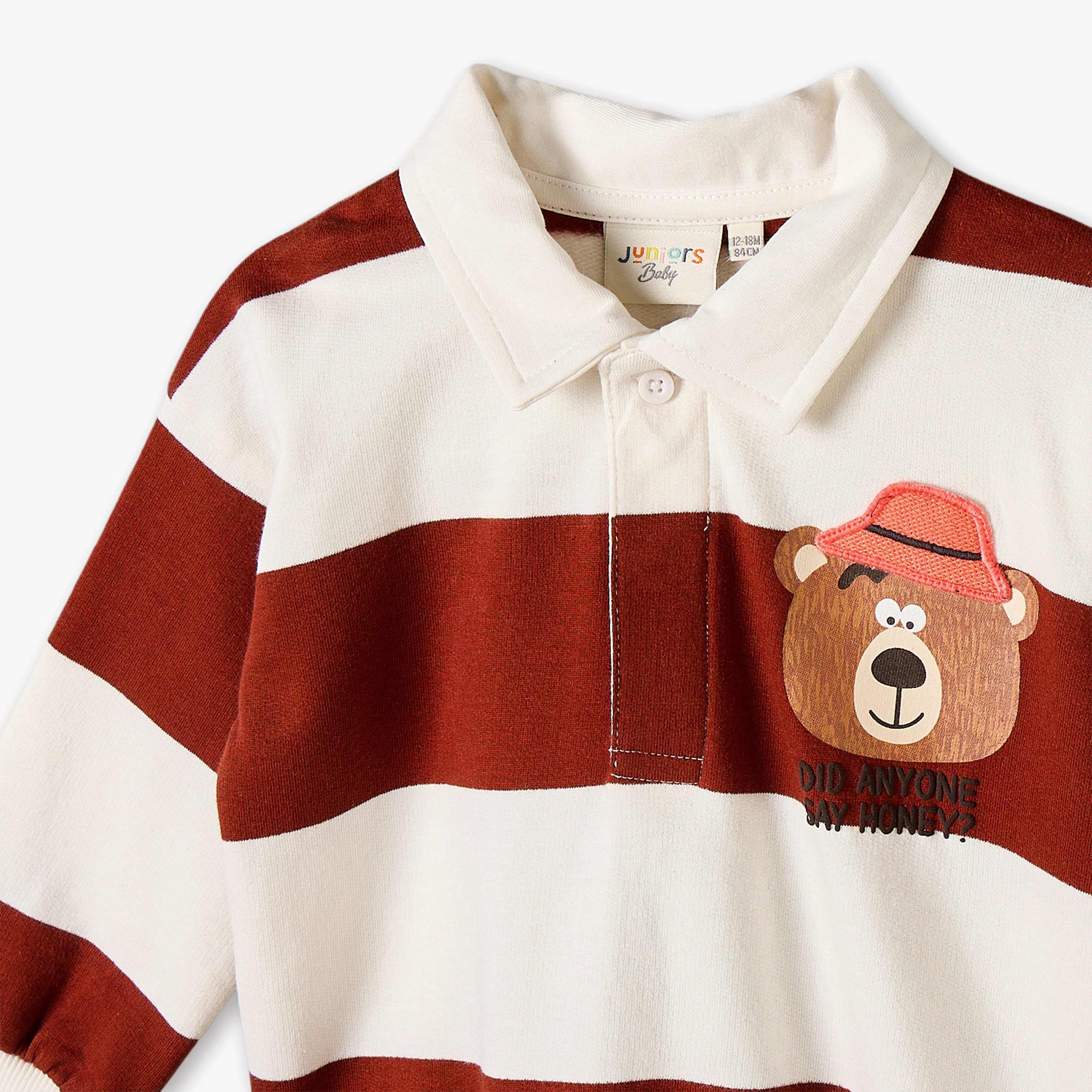 طقم بلوزة بأكمام طويلة وياقة بولو وبنطلون رياضي بخطوط من جونيورز-baby-boys-clothing-setsandcoords-image-7