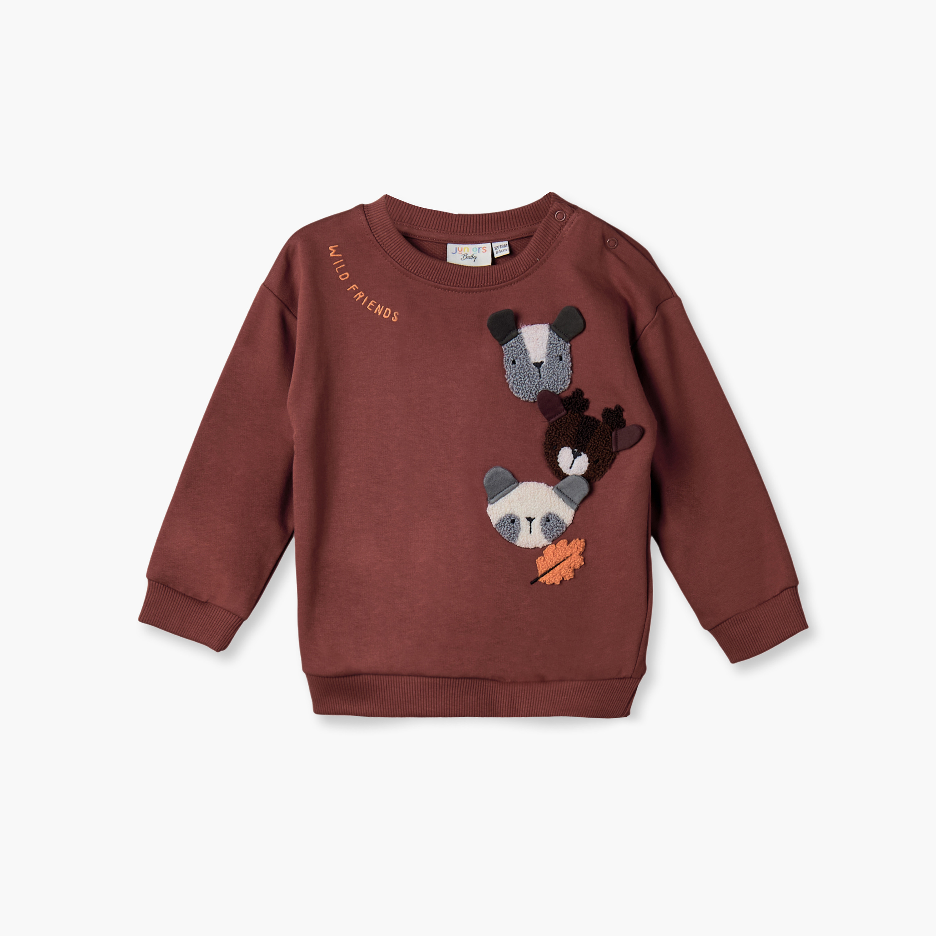 Juniors Crew Neck Long Sleeves Sweatshirt and Joggers Set with Applique Design-baby-boys-clothing-winterwear-setsandcoords-image-2