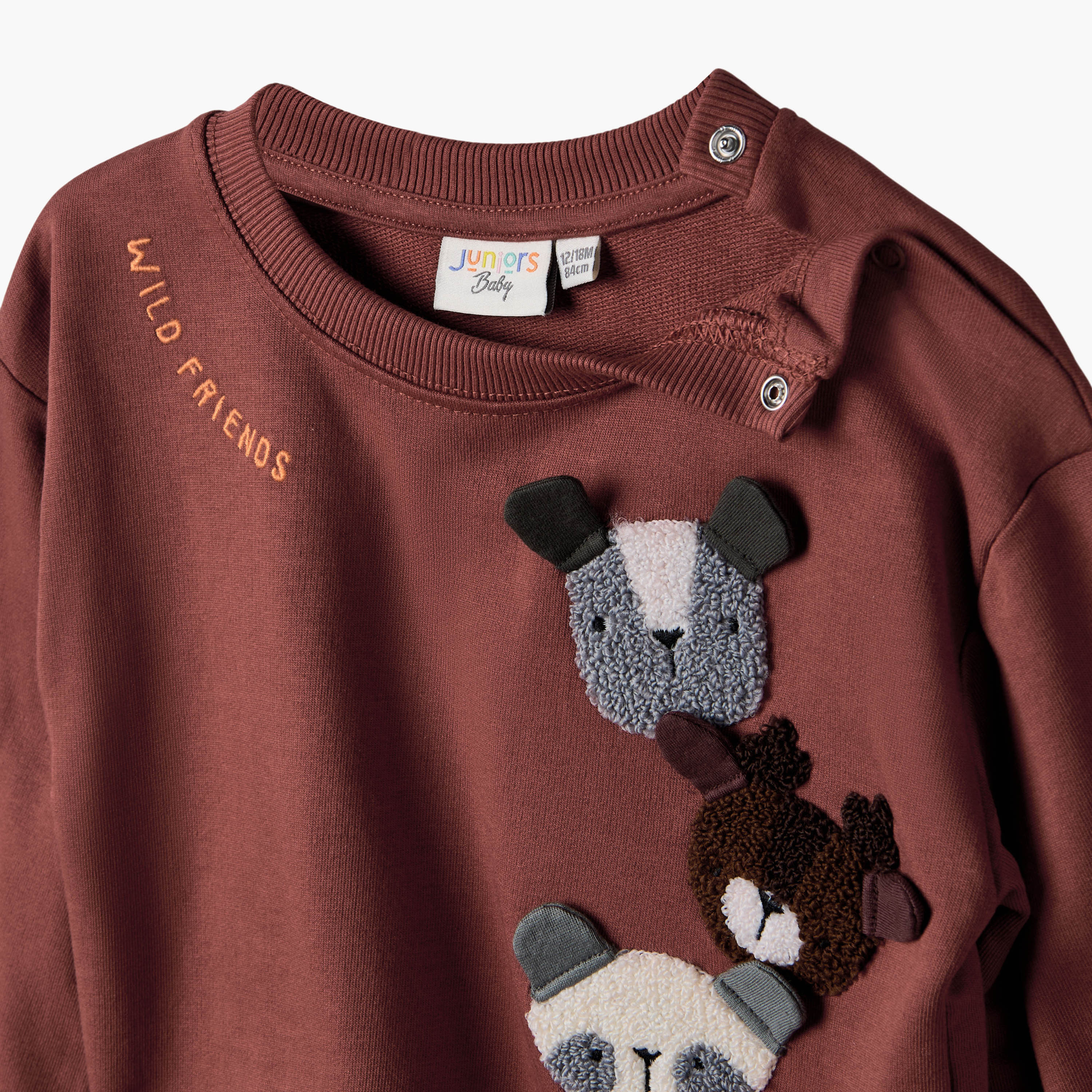Juniors Crew Neck Long Sleeves Sweatshirt and Joggers Set with Applique Design-baby-boys-clothing-winterwear-setsandcoords-image-6