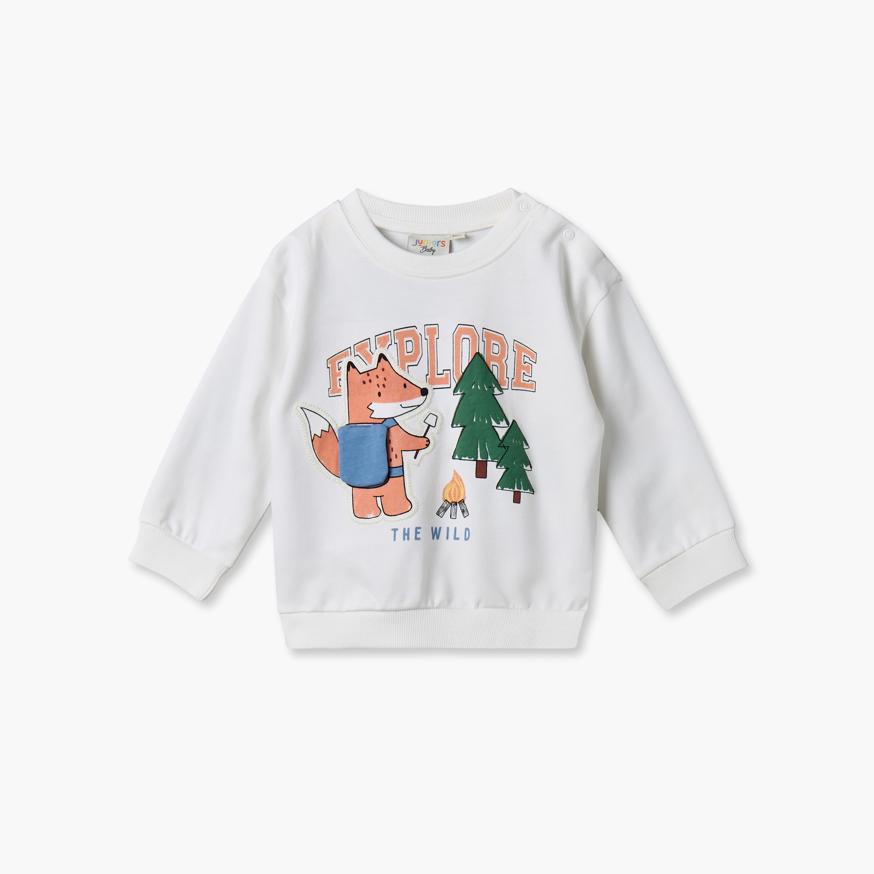 طقم سويت شيرت بياقة ضيقة وأكمام طويلة وبنطلون كارجو بتفاصيل زينة من جونيورز-baby-boys-clothing-winterwear-setsandcoords-image-2