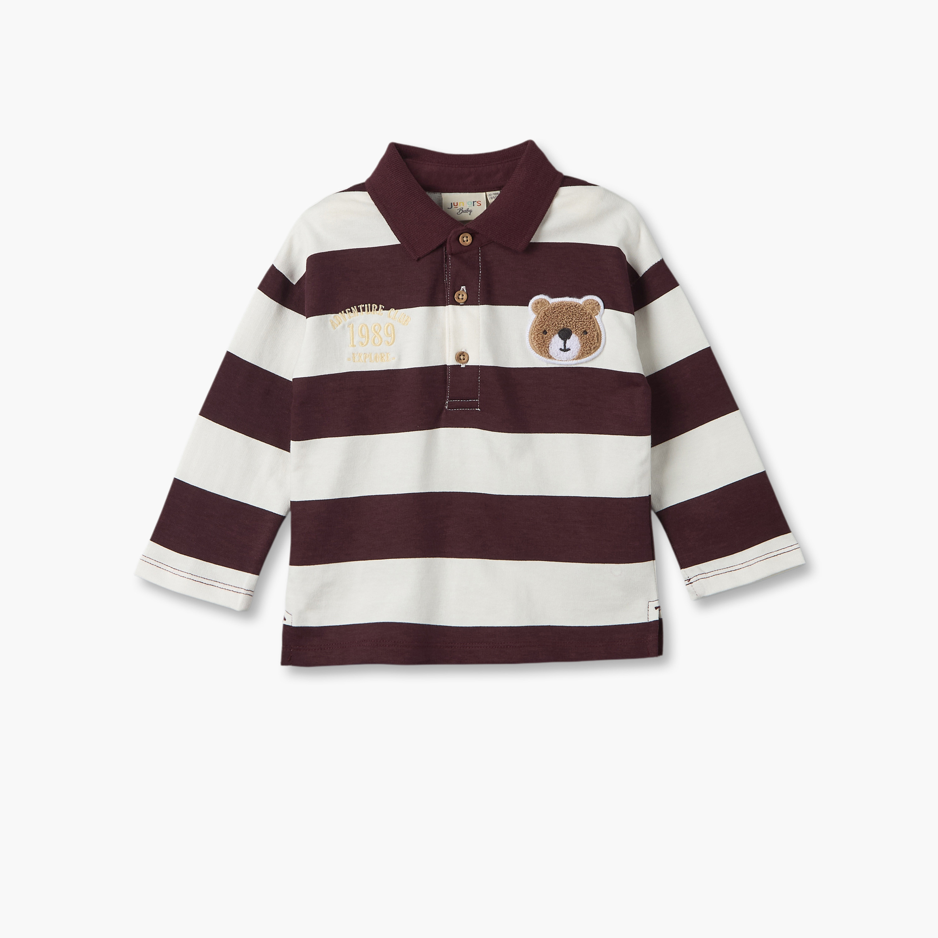 Juniors Collared Long Sleeves Polo T-shirt and Pants Set with Stripes-baby-boys-clothing-setsandcoords-image-3