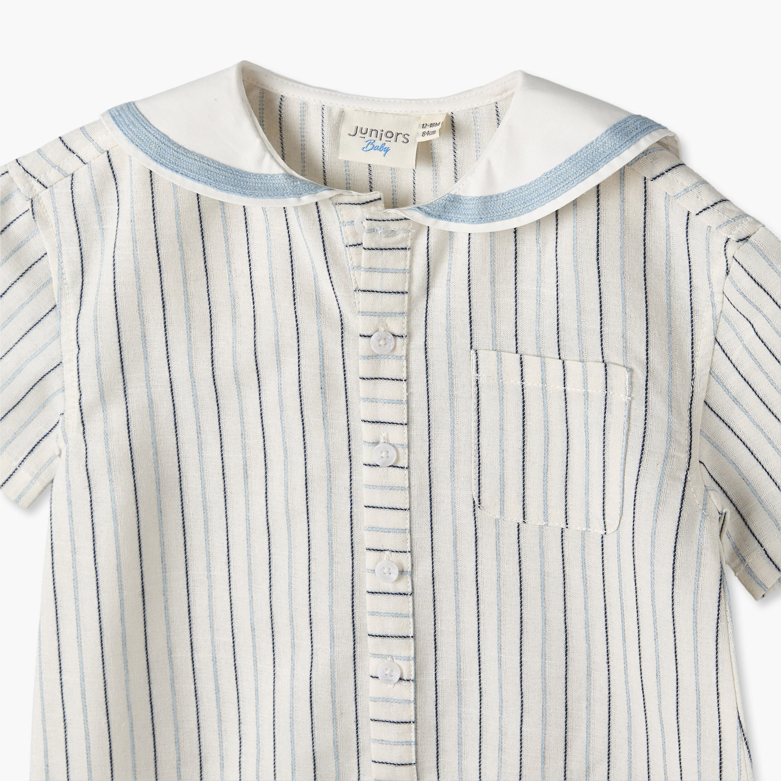 أفرول مخطط بياقة بحّار وأكمام قصيرة من جونيورز-baby-boys-clothing-rompers-image-4