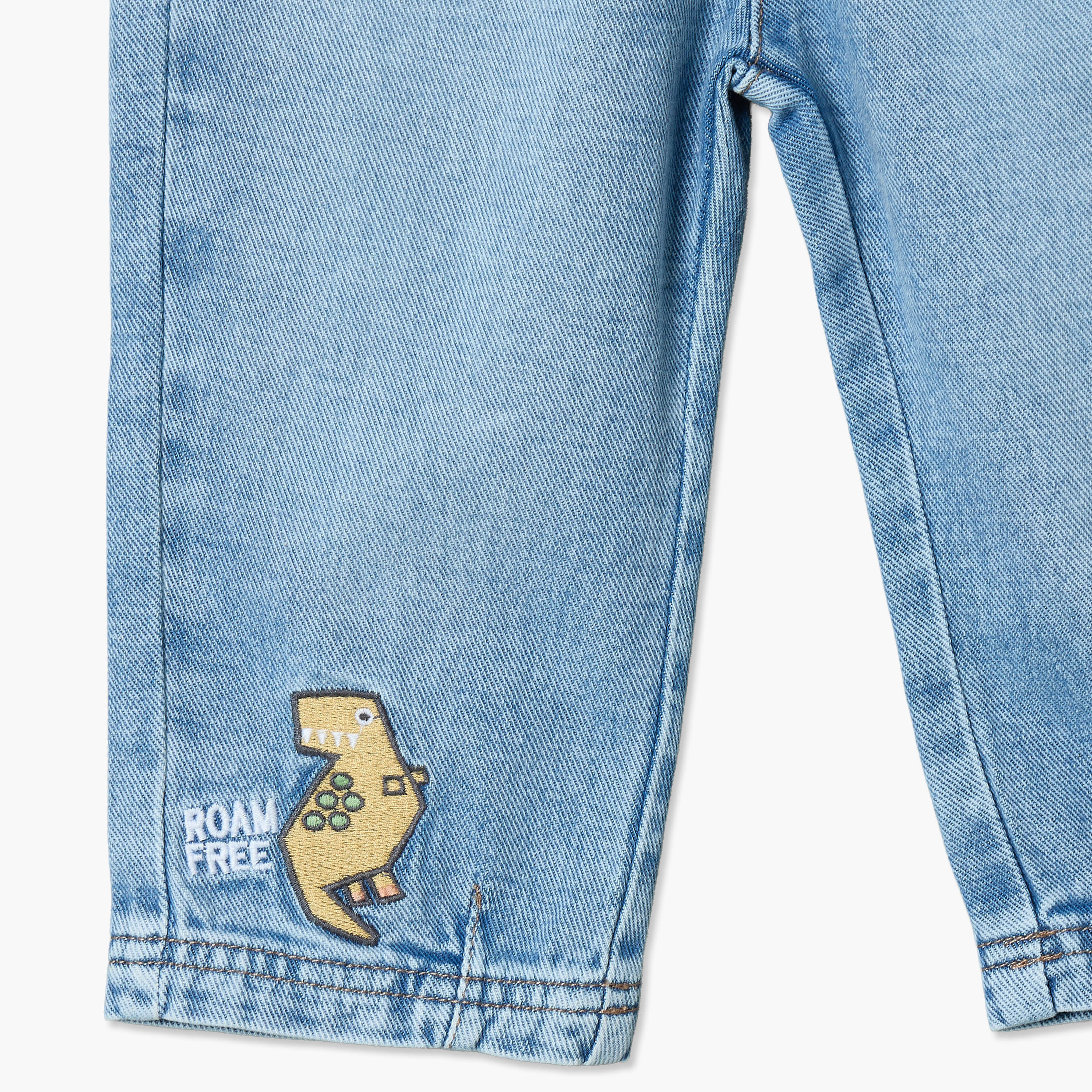 Juniors Jeans with Dinosaur Embroidery, Drawstring Waist-baby-boys-clothing-bottoms-jeans-image-4