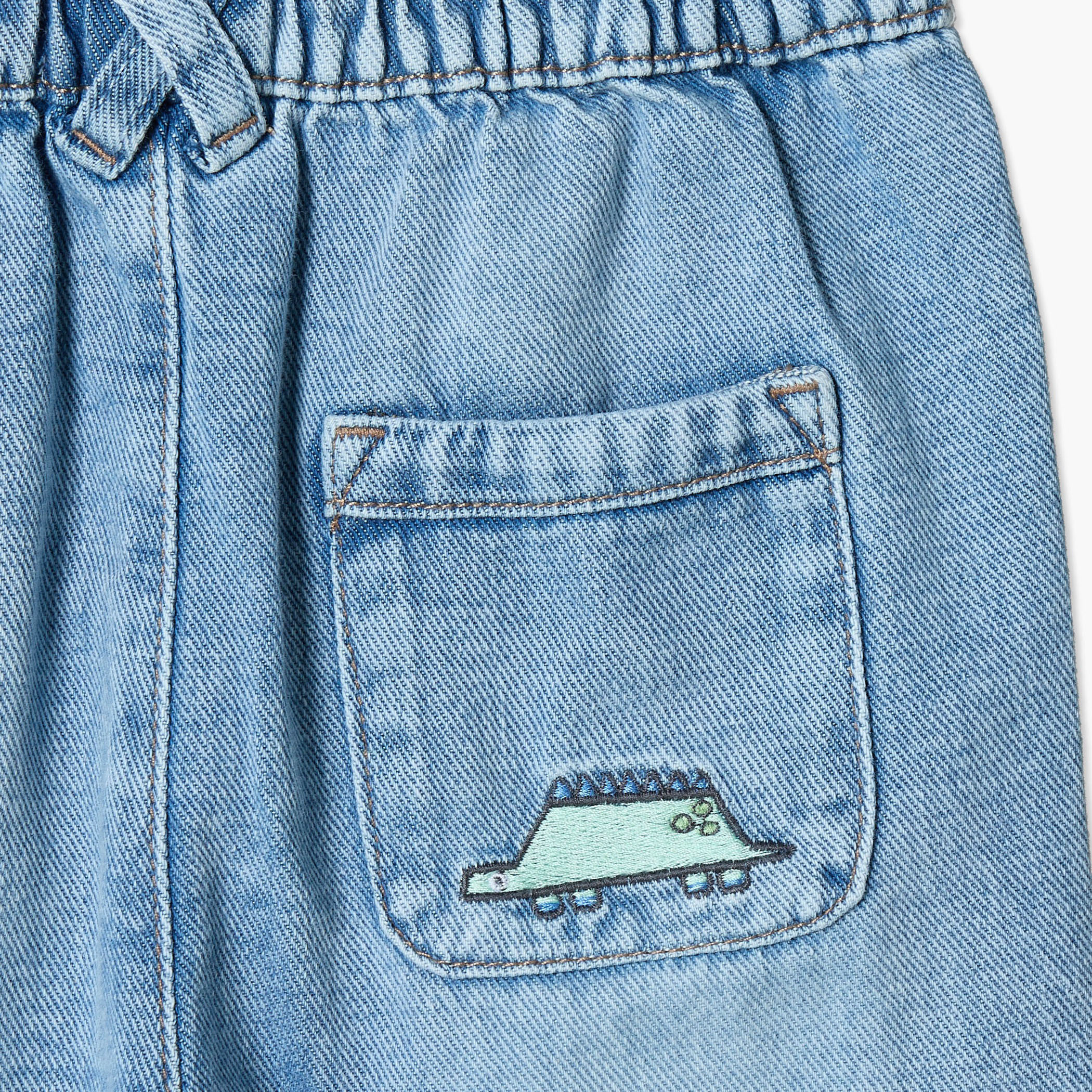 Juniors Jeans with Dinosaur Embroidery, Drawstring Waist-baby-boys-clothing-bottoms-jeans-image-6