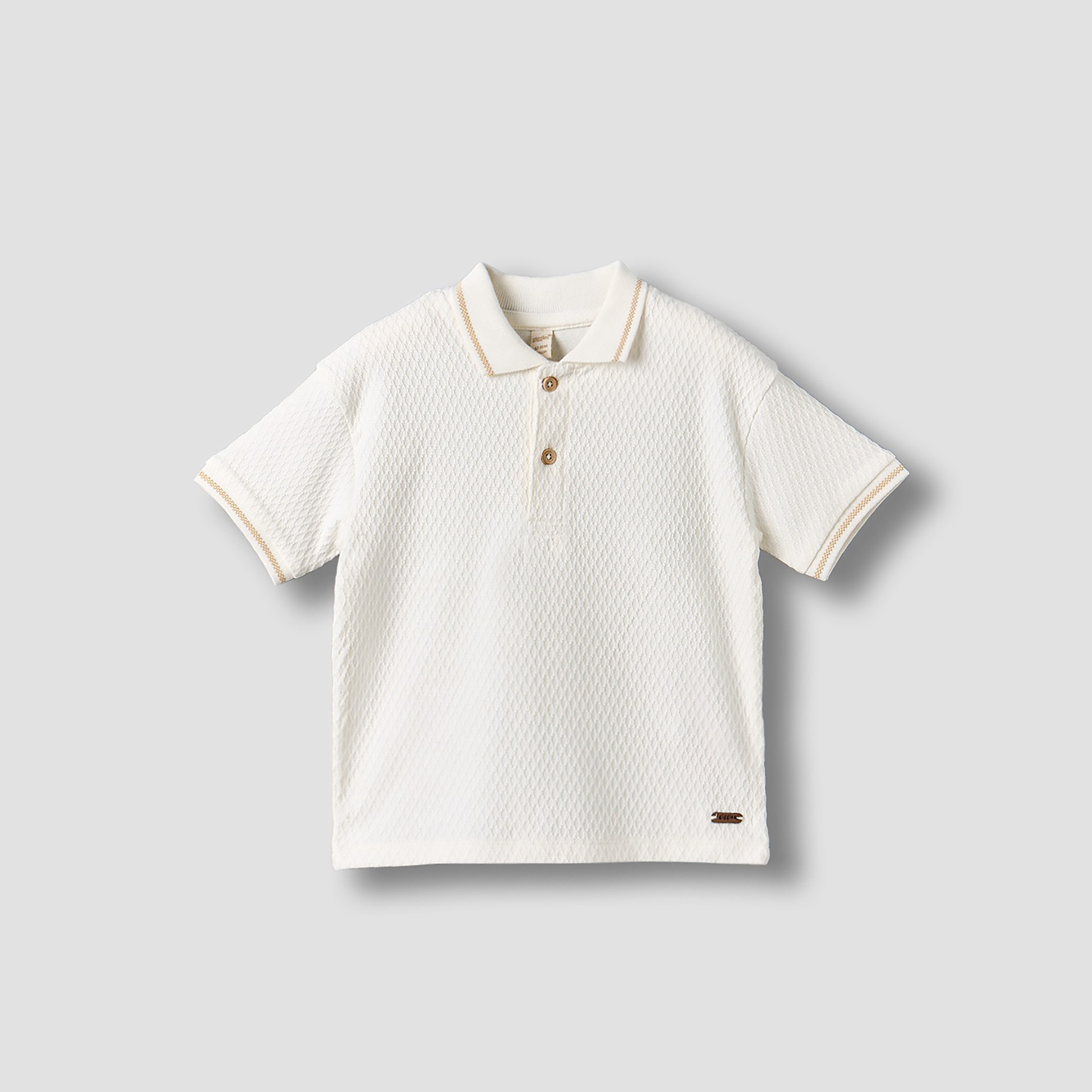 تيشيرت بولو بياقة عادية وأكمام قصيرة مع تصميم بارز من جيجلز-baby-boys-clothing-shirts-image-1