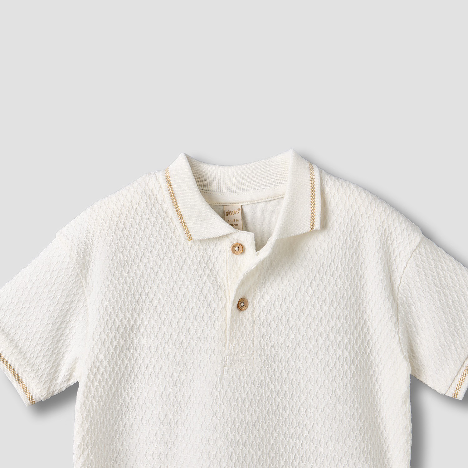 تيشيرت بولو بياقة عادية وأكمام قصيرة مع تصميم بارز من جيجلز-baby-boys-clothing-shirts-image-3