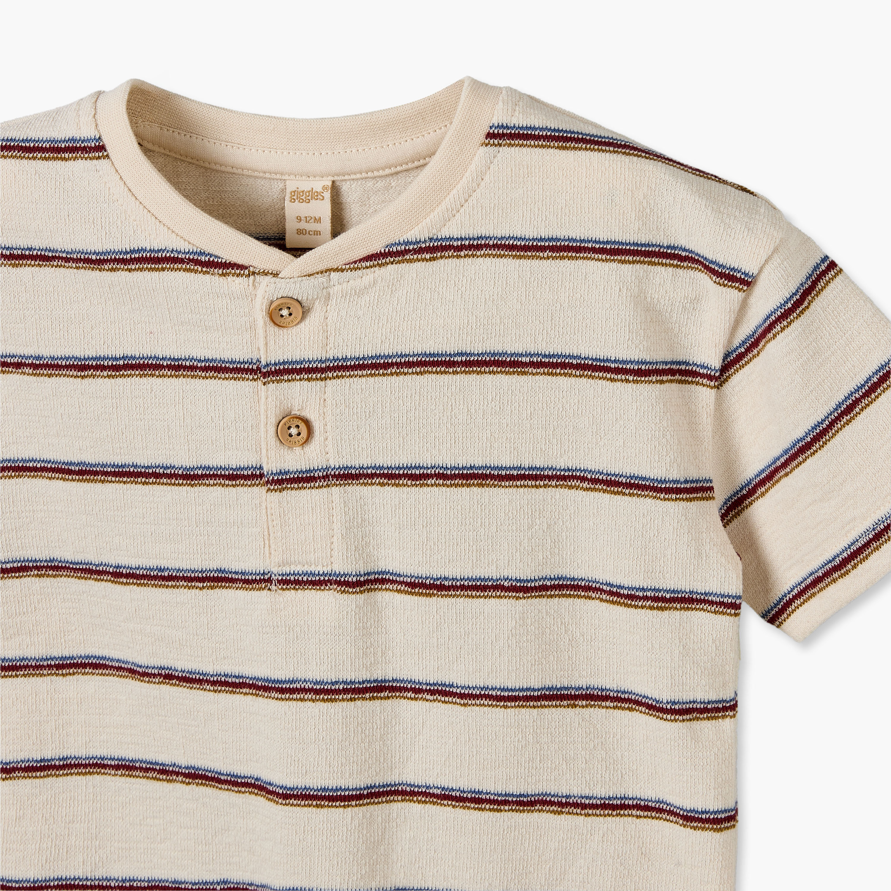Giggles Henley Neck Short Sleeves T-shirt with Striped Design-baby-boys-clothing-tshirtsandpolos-image-4