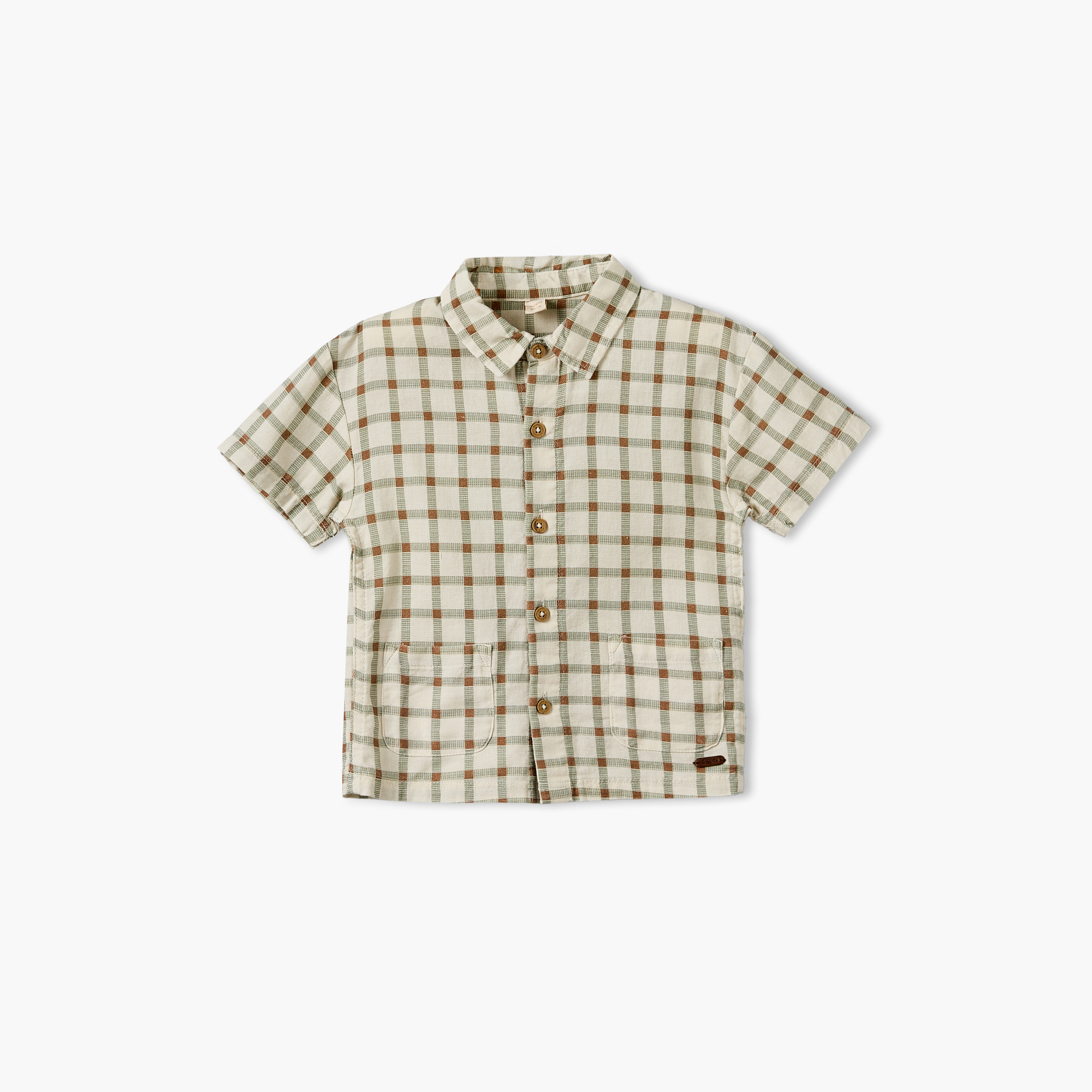 Giggles Short Sleeves Shirt with Checked Design-baby-boys-clothing-shirts-image-2
