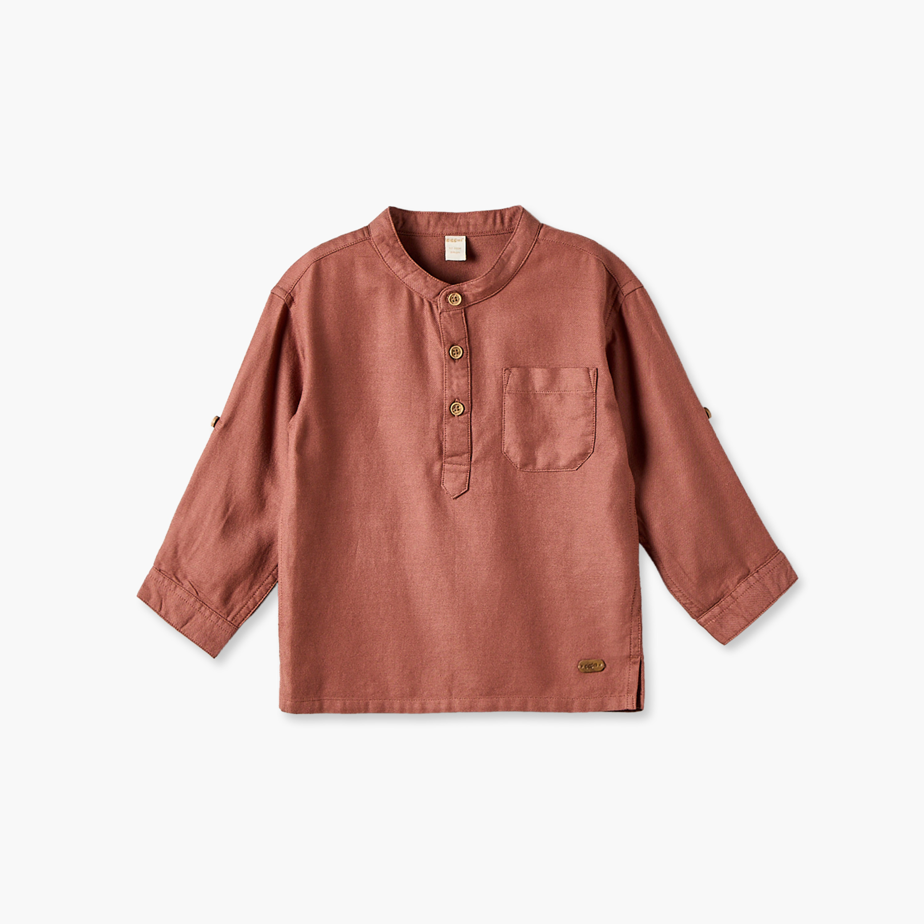 Giggles Mandarin Collar Long Sleeves Shirt-baby-boys-clothing-shirts-image-1