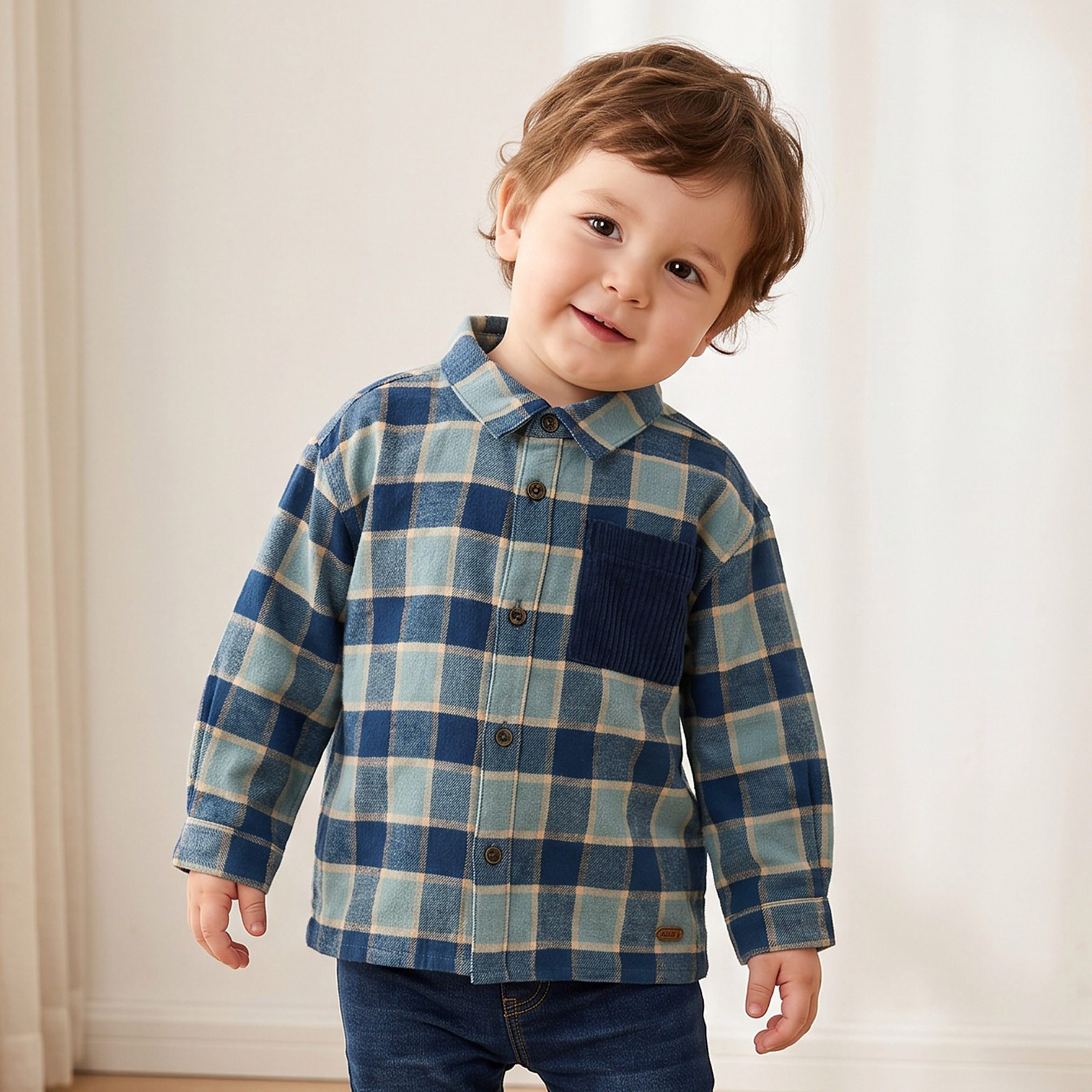 Giggles Long Sleeves Shirt with Checked Design-baby-boys-clothing-shirts-image-1