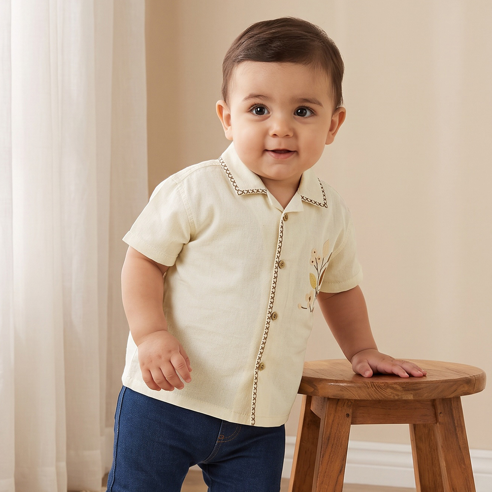 قميص بأكمام قصيرة وتطريزات من جيجلز-baby-boys-clothing-shirts-image-1