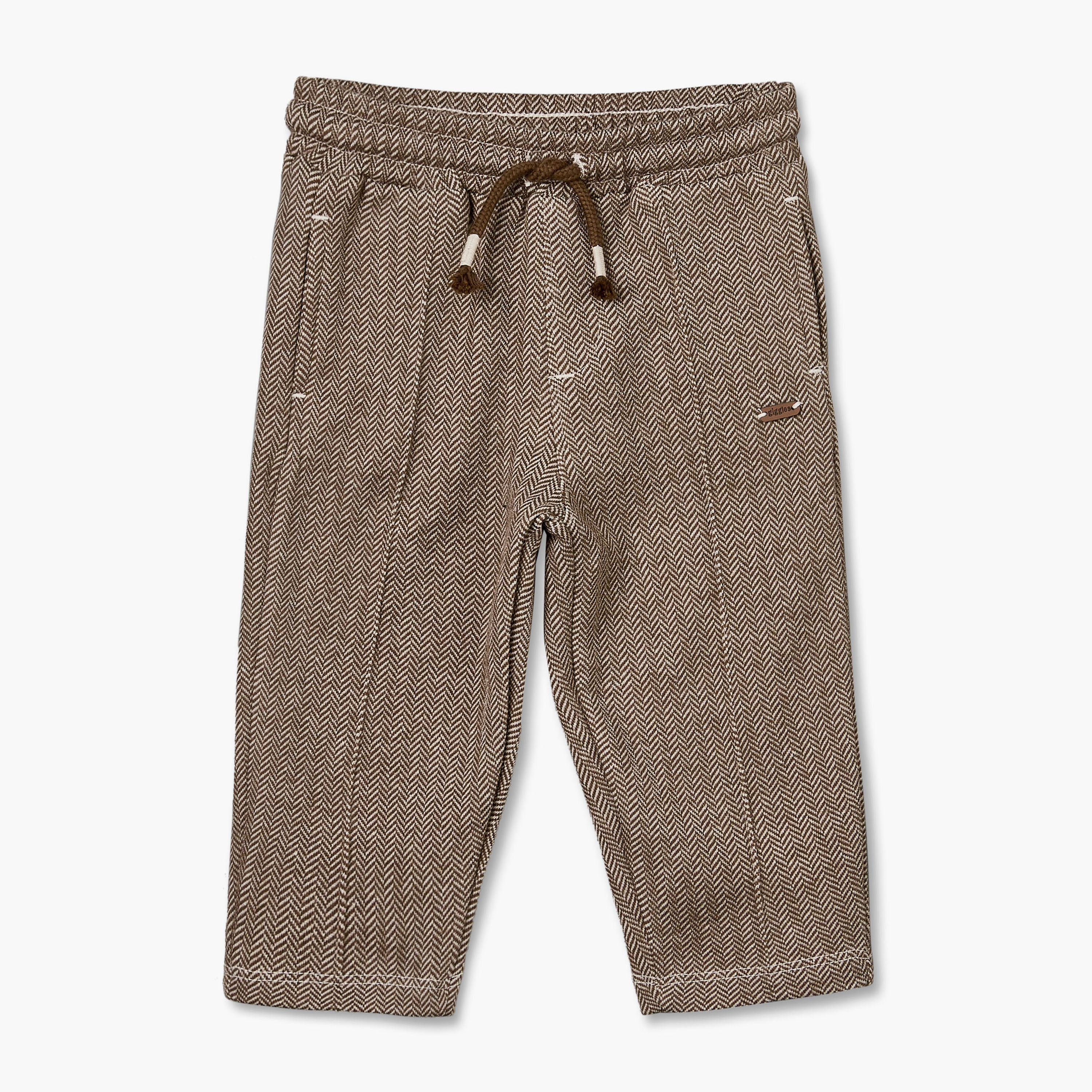Giggles Trousers with Textured Design, Drawstring Waistband-boys-clothing-bottoms-trousers-image-1