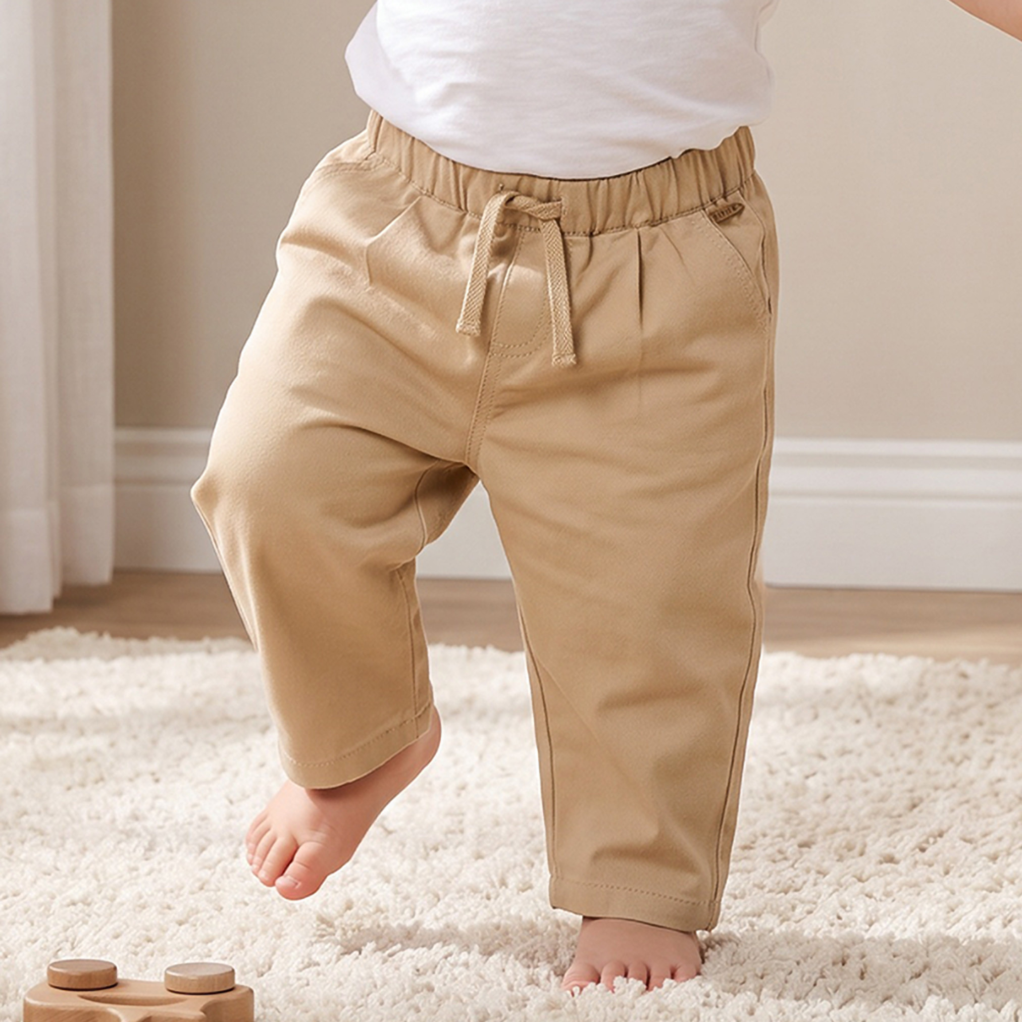 Giggles Pleated Trousers with Elasticated Drawstring-boys-clothing-bottoms-trousers-image-1