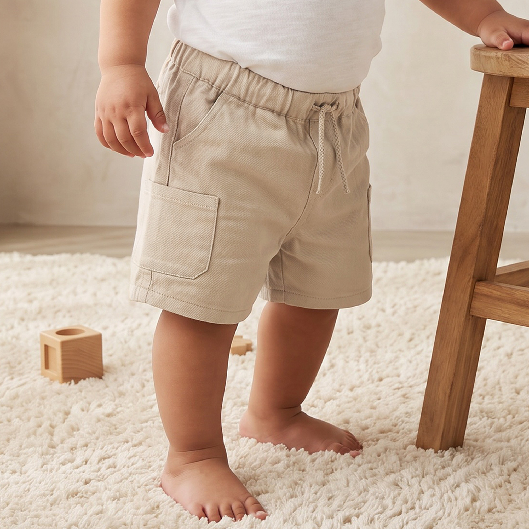 Giggles Knee Length Elasticated Drawstring Waist Shorts-baby-boys-clothing-bottoms-shorts-image-1