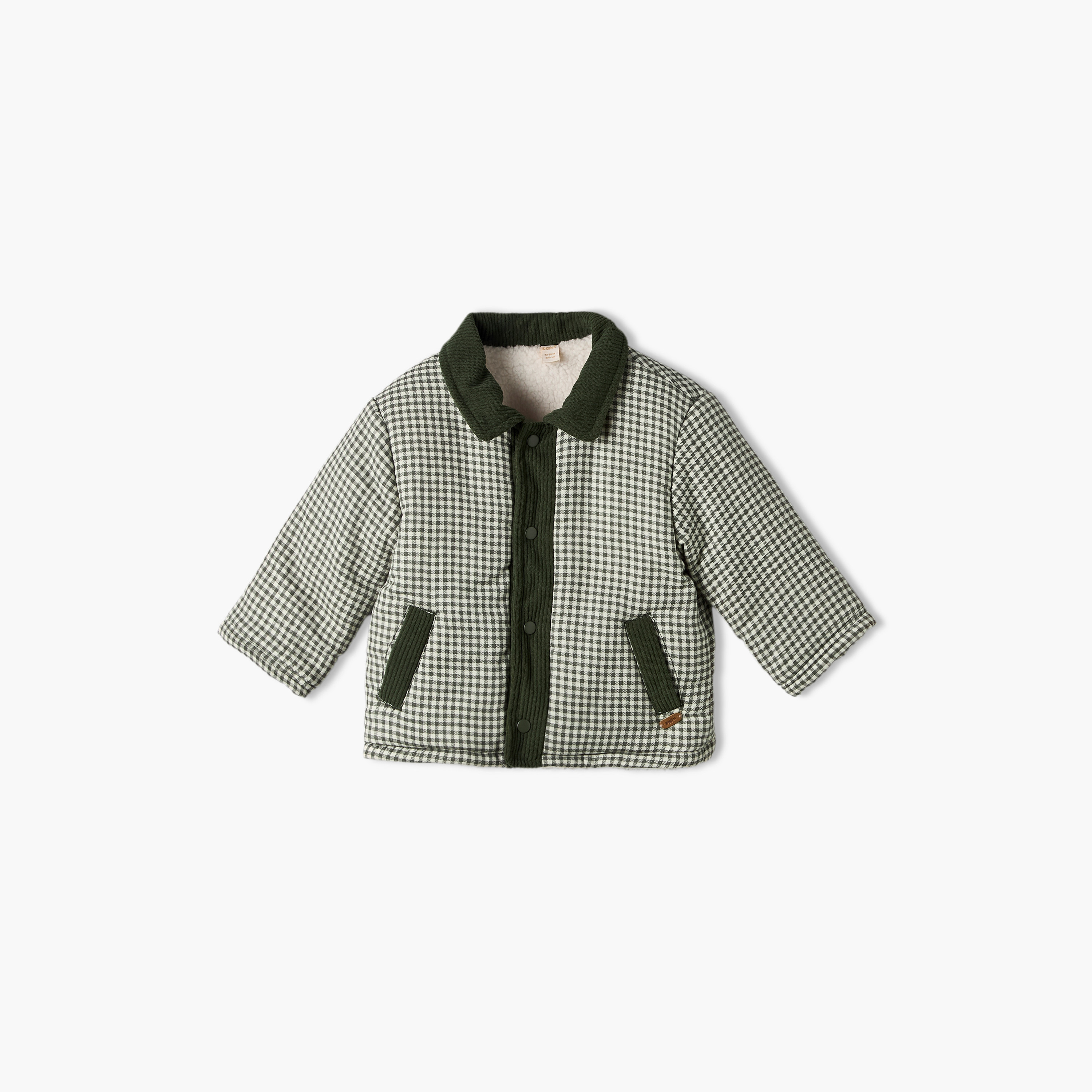 Giggles Checked Jacket with Long Sleeves-baby-boys-clothing-winterwear-jacketsandblazers-image-2