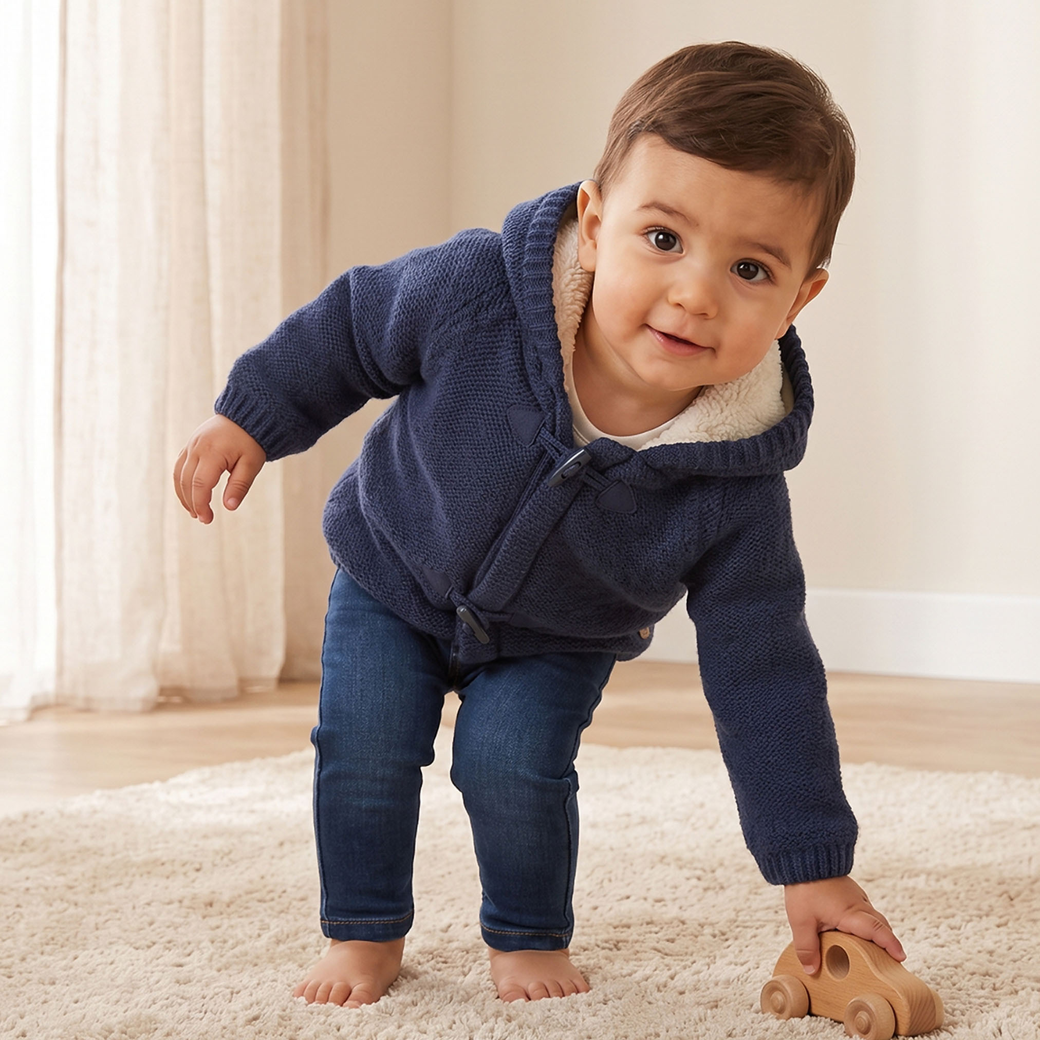 كارديجان بقبعة وبإغلاق توجل من جيجلز-baby-boys-clothing-winterwear-jumpersandcardigans-image-1