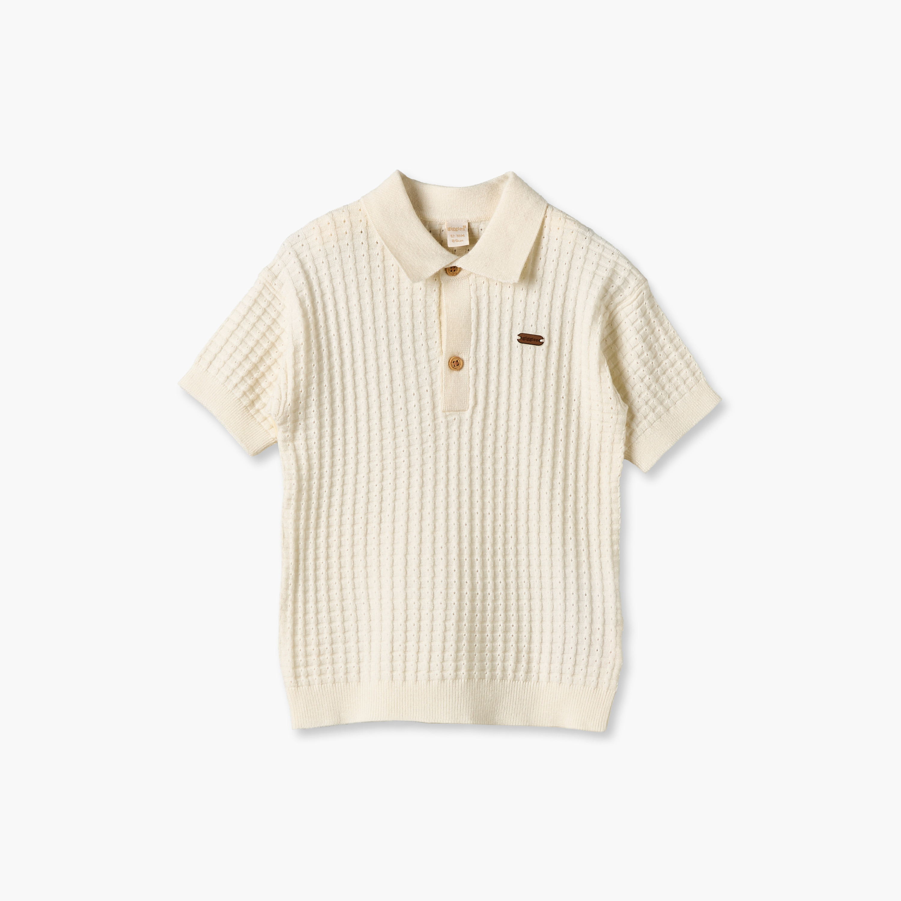 Giggles Short Sleeves Polo T-shirt with Texture-baby-boys-clothing-shirts-image-2