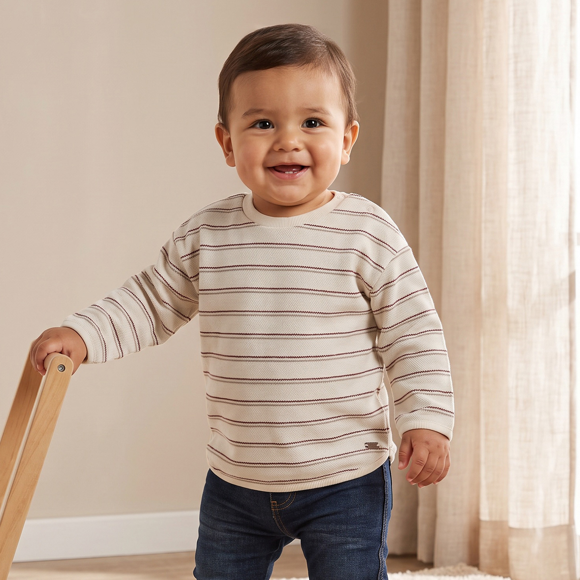 Giggles Crew Neck Sweatshirt with Snap Button Closure-baby-boys-clothing-winterwear-sweatshirts-image-1