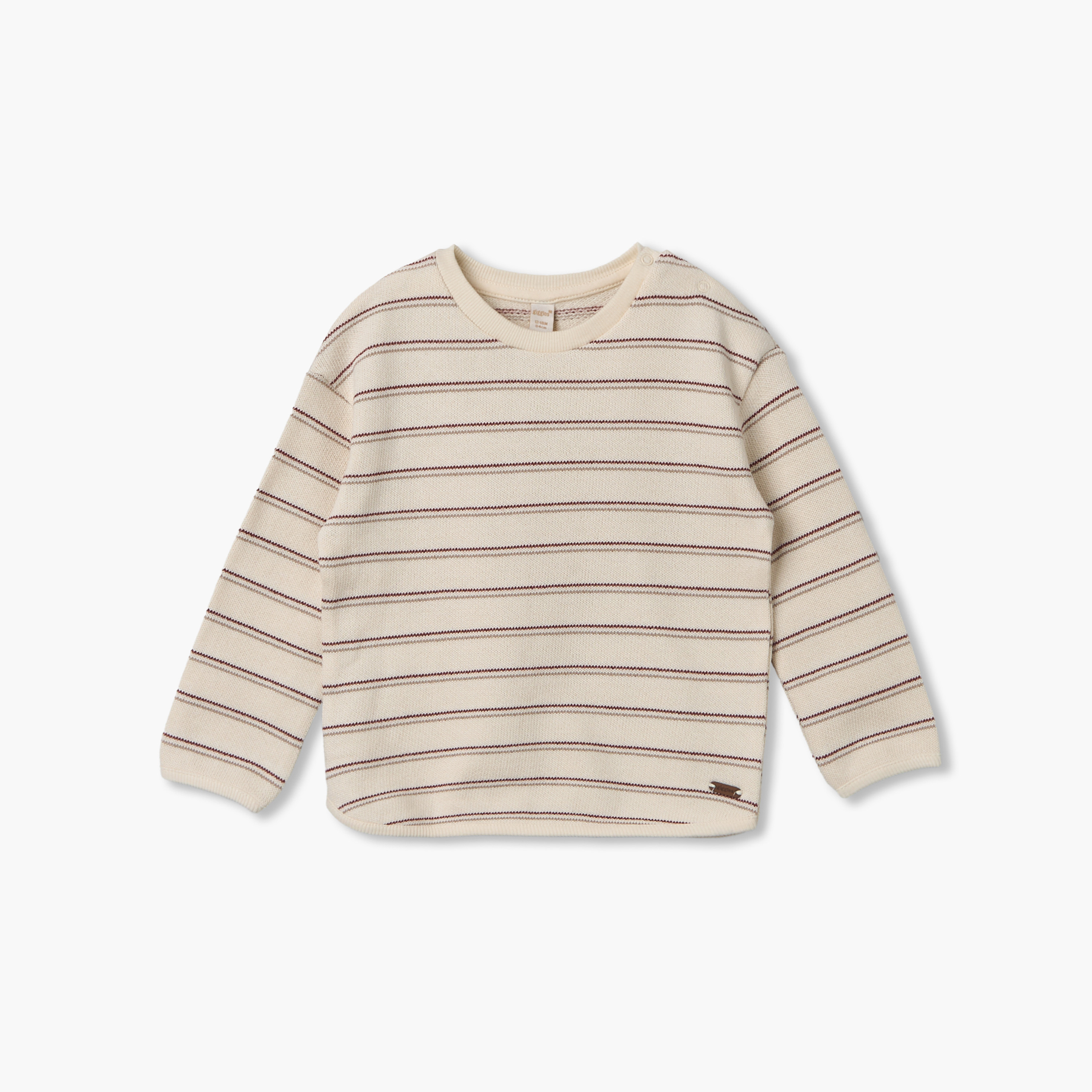 Giggles Crew Neck Sweatshirt with Snap Button Closure-baby-boys-clothing-winterwear-sweatshirts-image-2