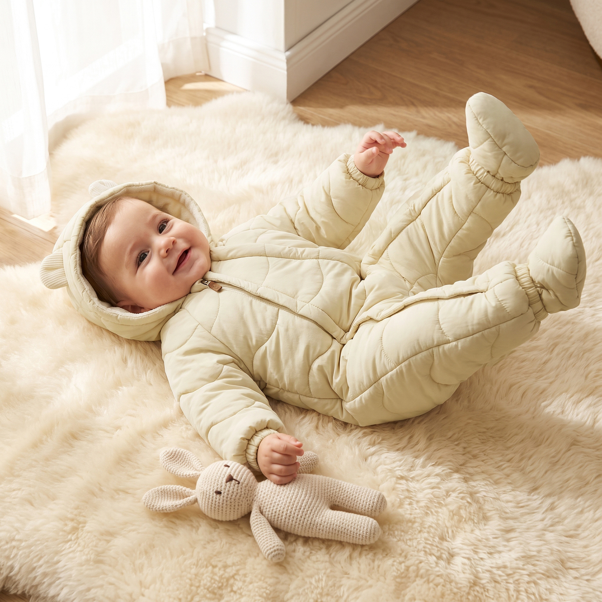 أوفرول بأكمام طويلة وغطاء رأس مع سحاب للإغلاق من جيجلز-baby-boys-clothing-winterwear-rompers-image-1