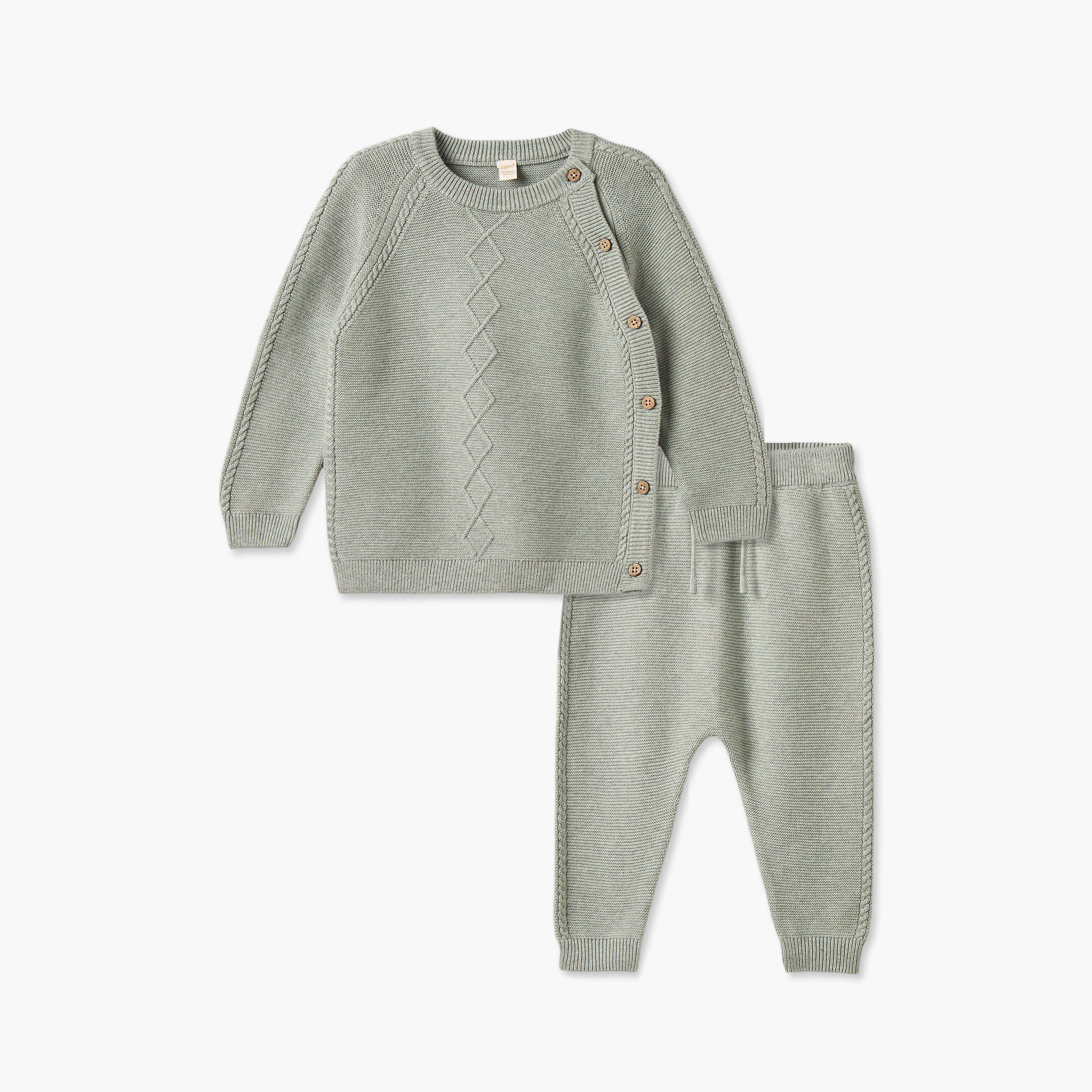 Giggles Crew Neck Long Sleeves Sweater and Joggers Set with Knitted Texture-baby-boys-clothing-winterwear-setsandcoords-image-2
