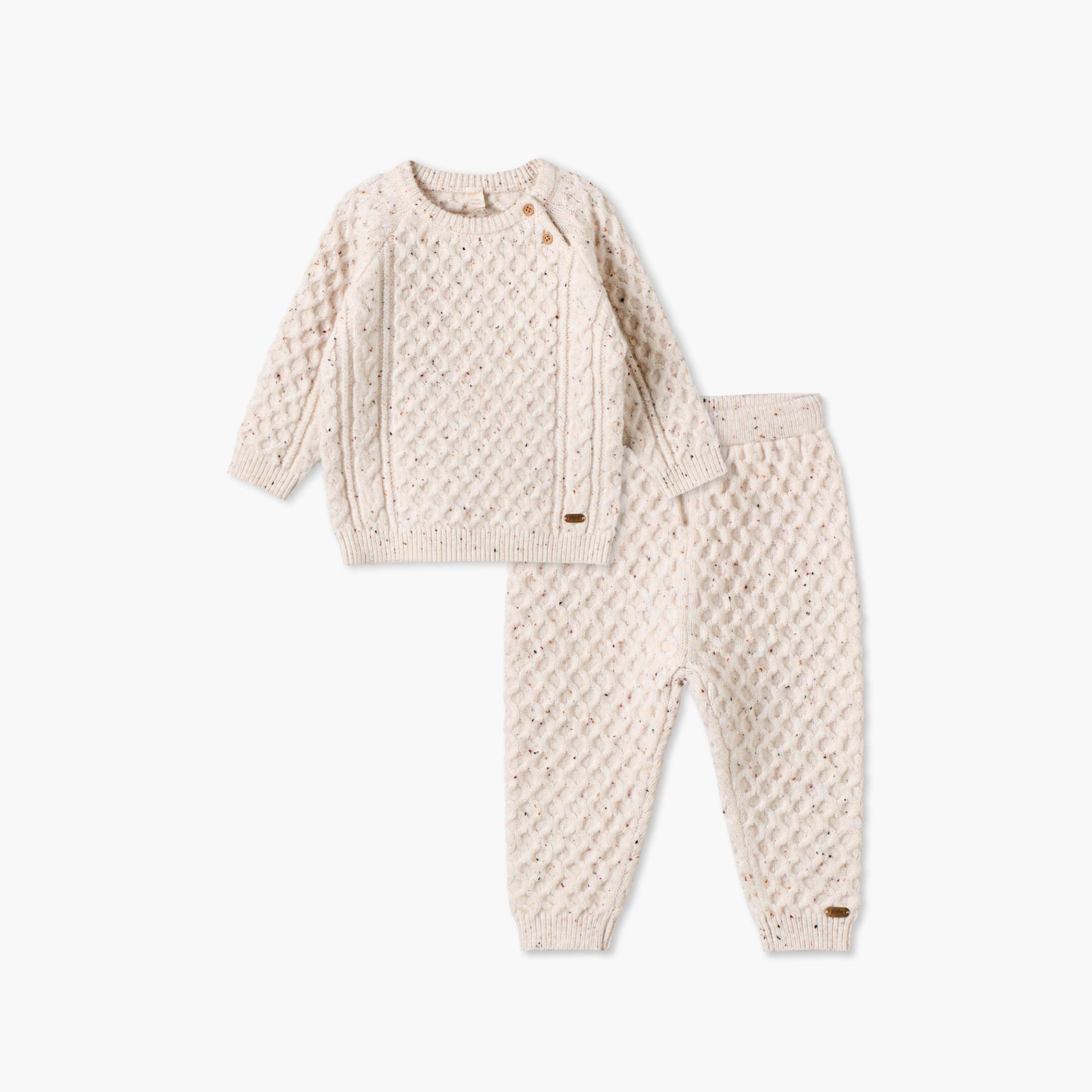 طقم كنزة وبنطلون رياضي بياقة ضيقة وأكمام طويلة وملمس محاك بارز من جيجلز-baby-boys-clothing-winterwear-setsandcoords-image-2