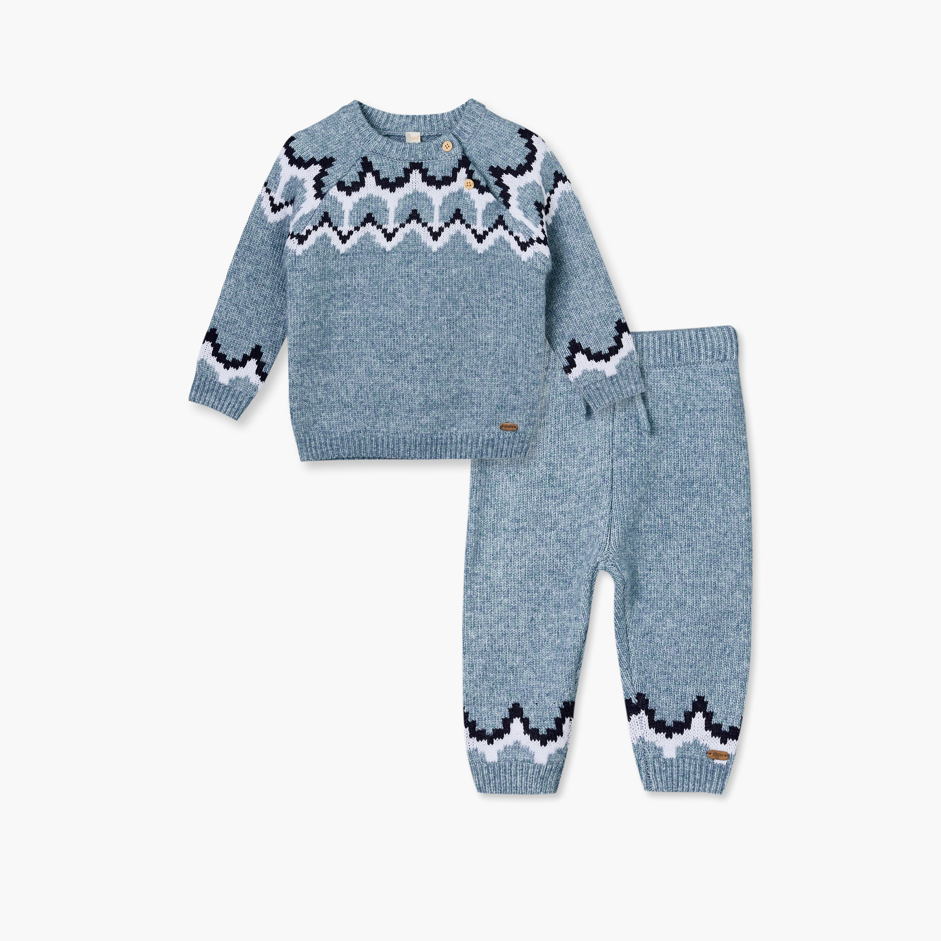 طقم كنزة بأكمام طويلة وبنطلون بتشطيب محبوك من جيجلز-baby-boys-clothing-setsandcoords-image-2