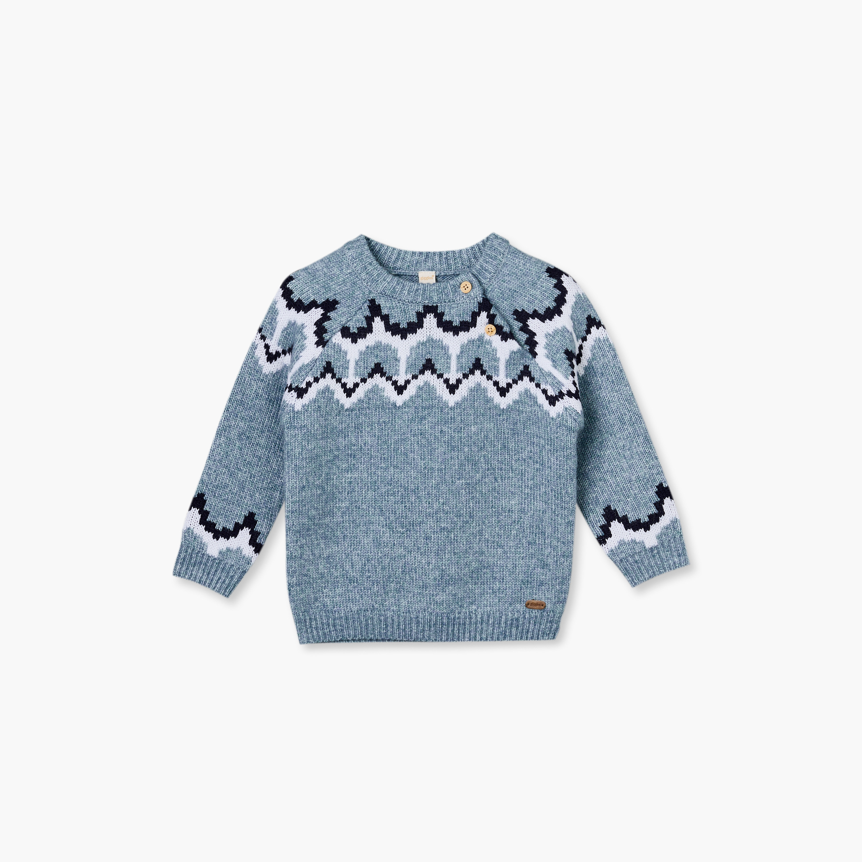 طقم كنزة بأكمام طويلة وبنطلون بتشطيب محبوك من جيجلز-baby-boys-clothing-setsandcoords-image-3