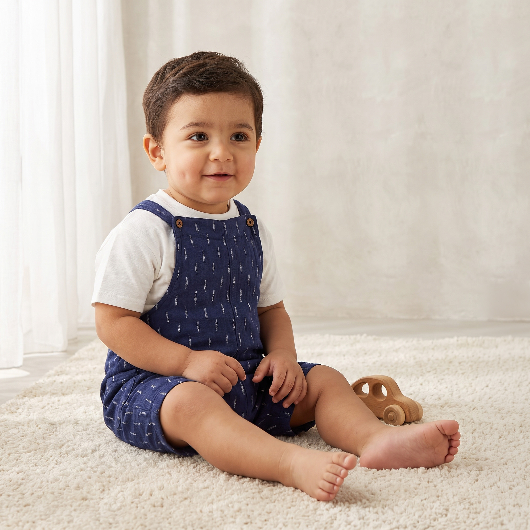 Giggles Crew Neck Short Sleeves T-shirt and Dungaree Set with Button Closure-baby-boys-clothing-setsandcoords-image-1