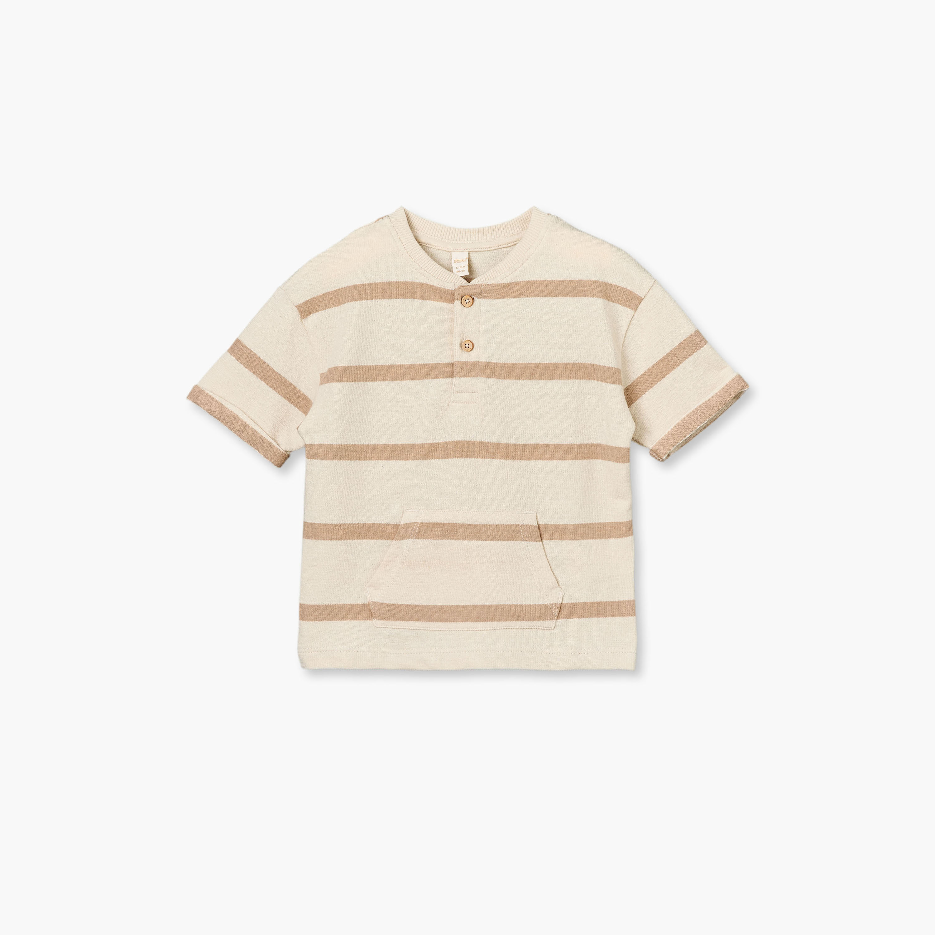 طقم شورت وتيشيرت مخطط بياقة هينلي وأكمام قصيرة من جيجلز-baby-boys-clothing-setsandcoords-image-2