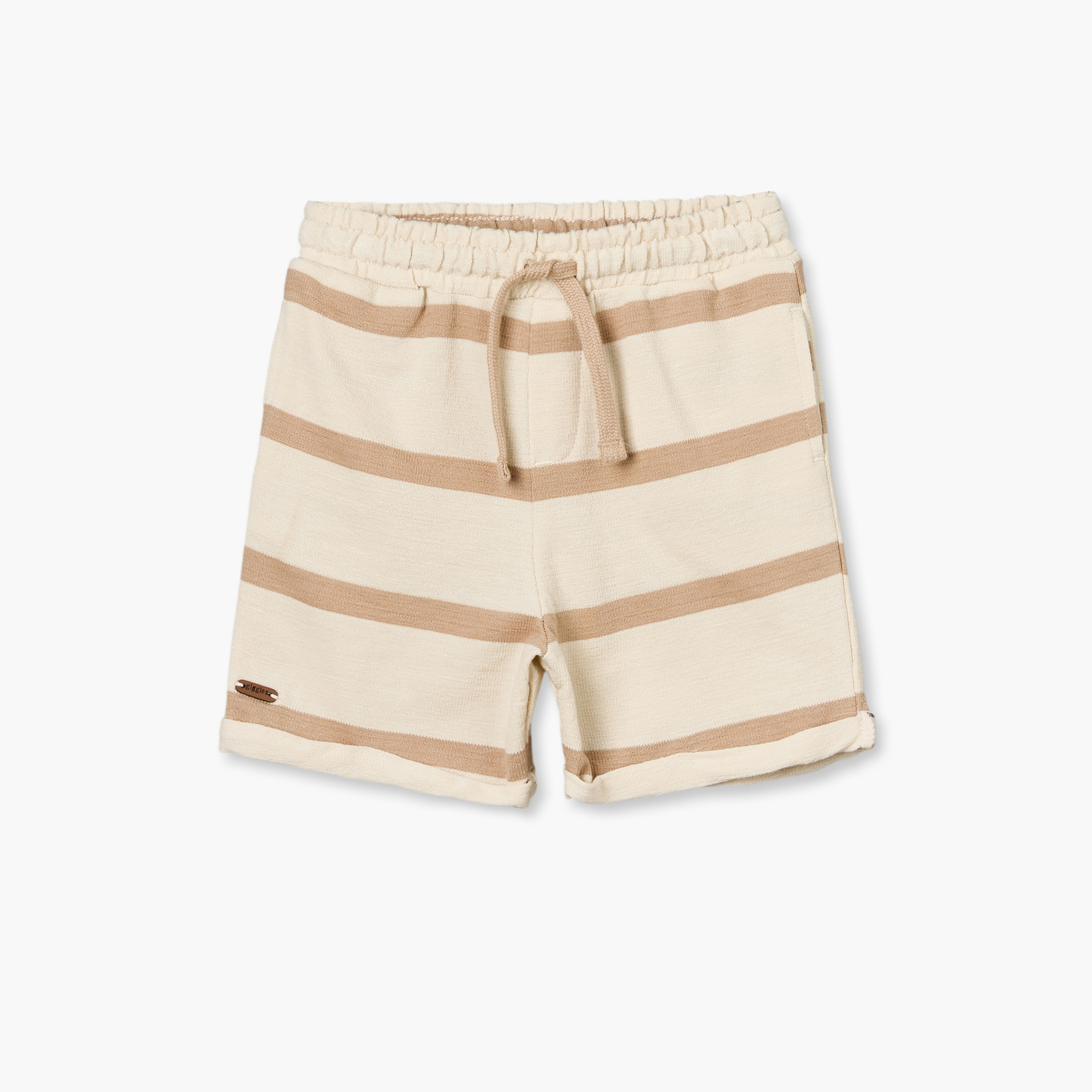 طقم شورت وتيشيرت مخطط بياقة هينلي وأكمام قصيرة من جيجلز-baby-boys-clothing-setsandcoords-image-3