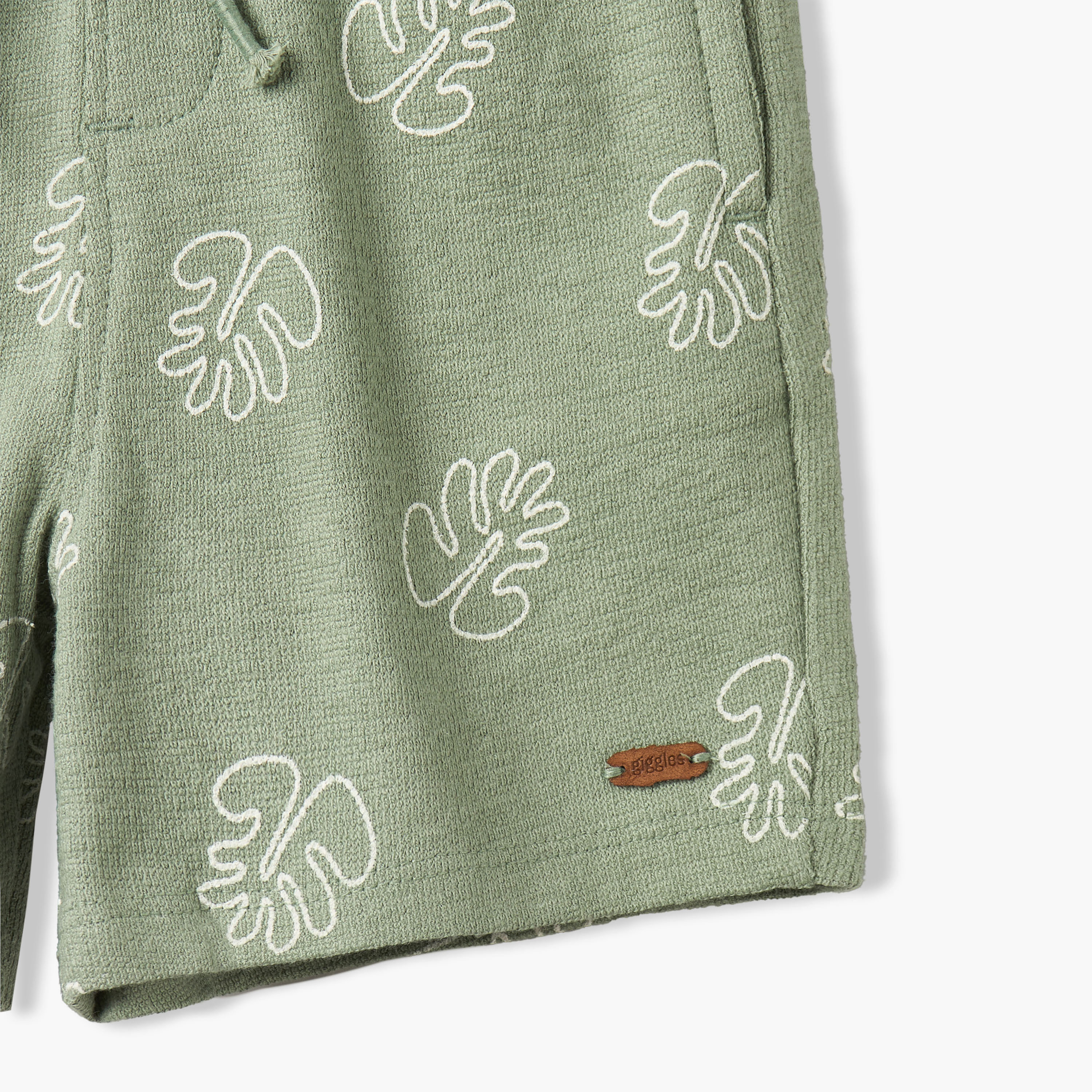 Giggles Camp Collar Short Sleeves Shirt and Shorts Set with Leaf Print-baby-boys-clothing-setsandcoords-image-10
