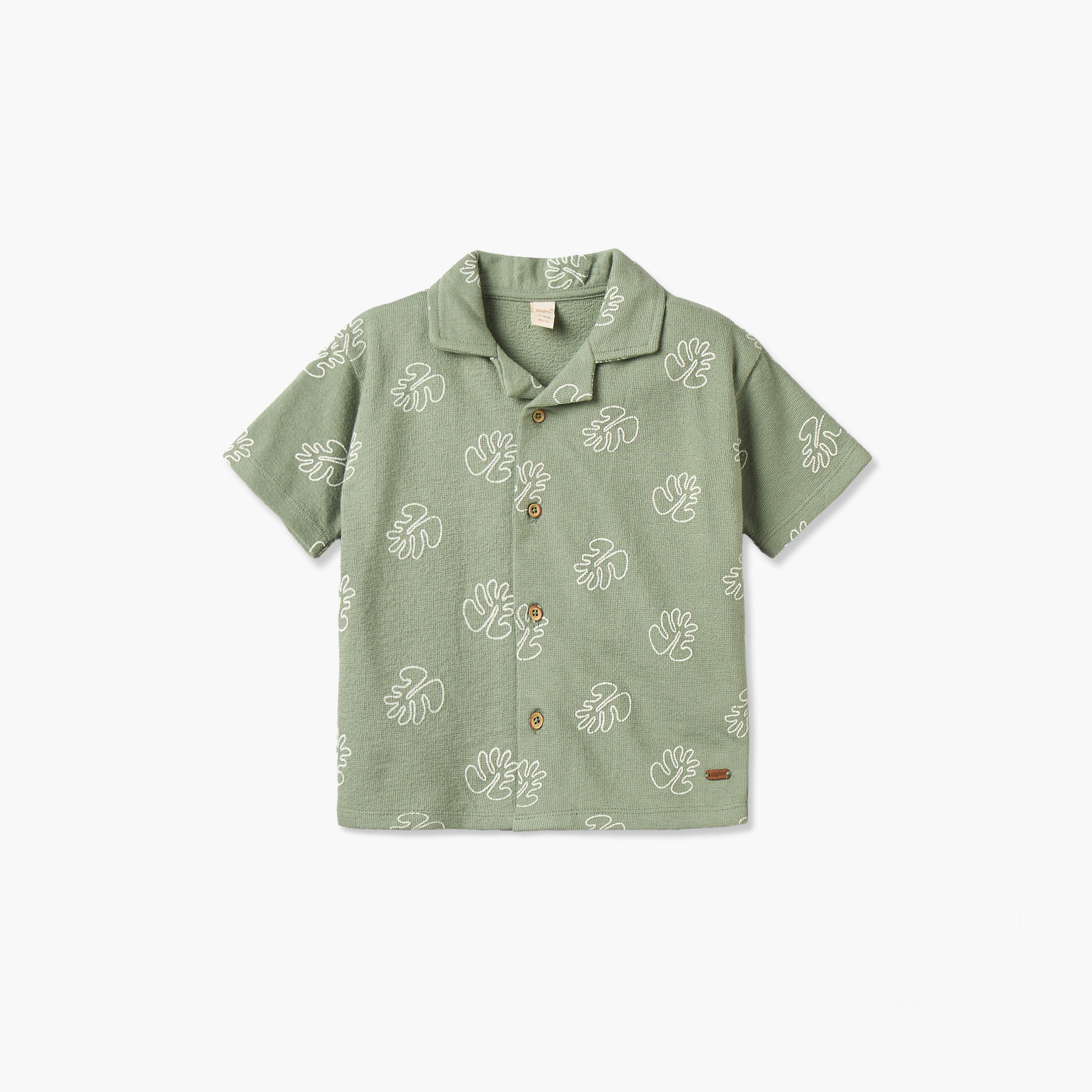 Giggles Camp Collar Short Sleeves Shirt and Shorts Set with Leaf Print-baby-boys-clothing-setsandcoords-image-3