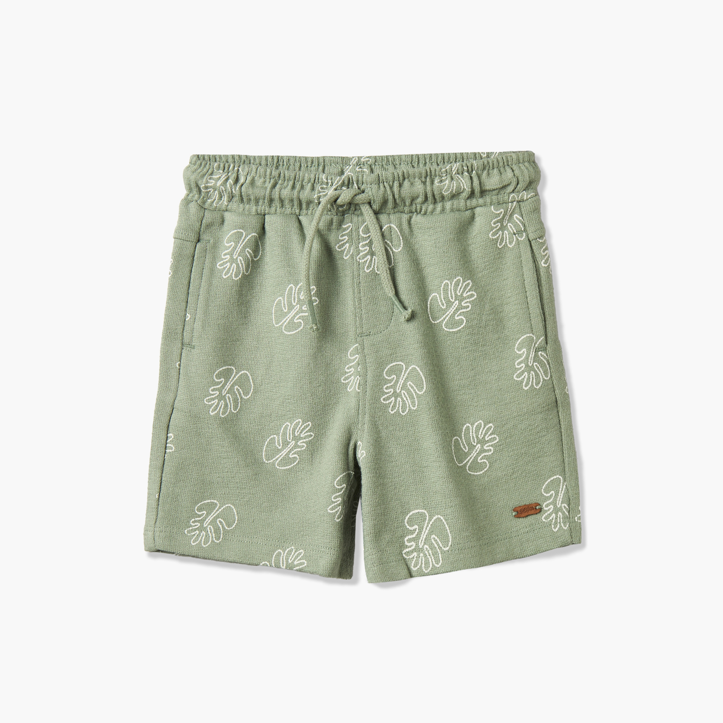 Giggles Camp Collar Short Sleeves Shirt and Shorts Set with Leaf Print-baby-boys-clothing-setsandcoords-image-4