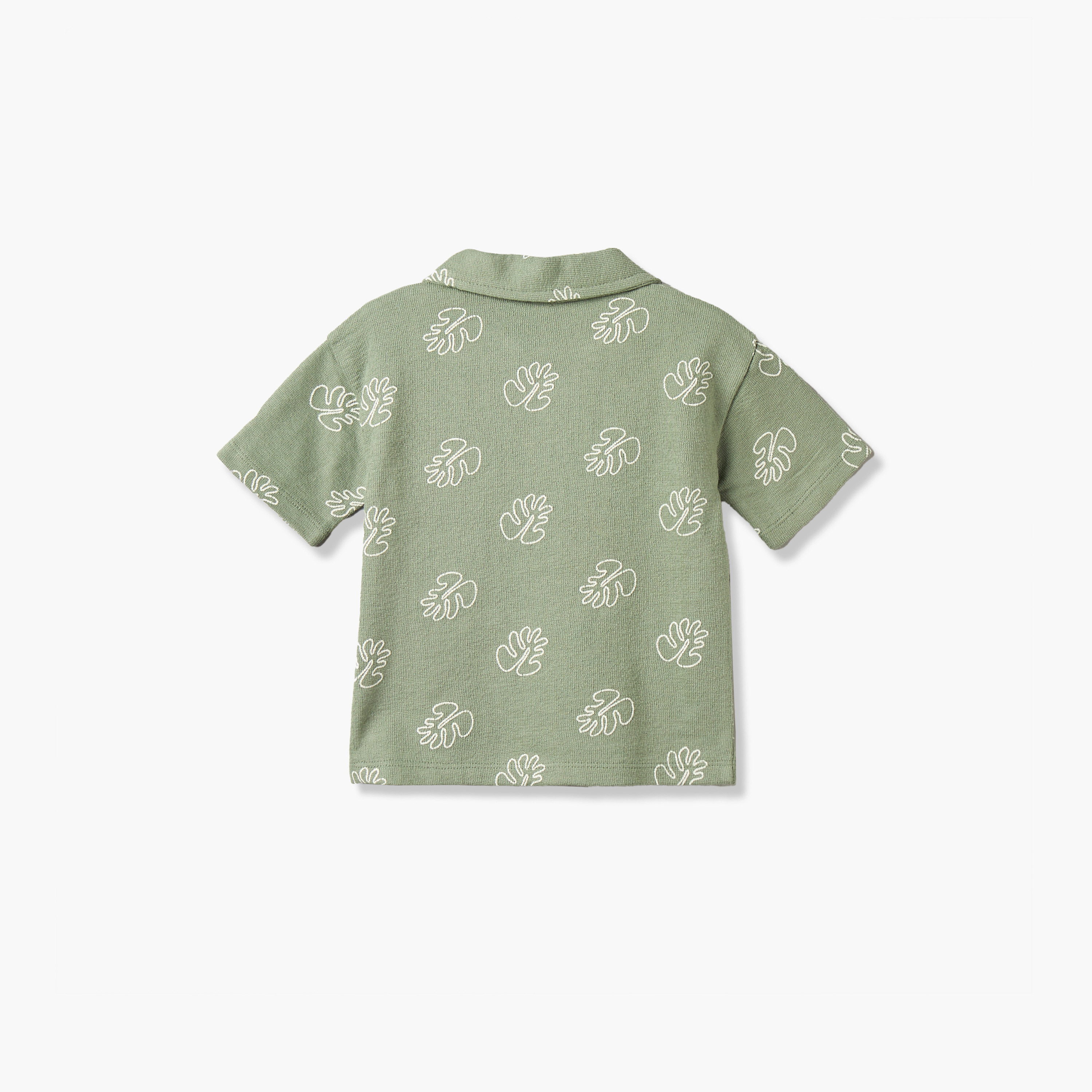 Giggles Camp Collar Short Sleeves Shirt and Shorts Set with Leaf Print-baby-boys-clothing-setsandcoords-image-5