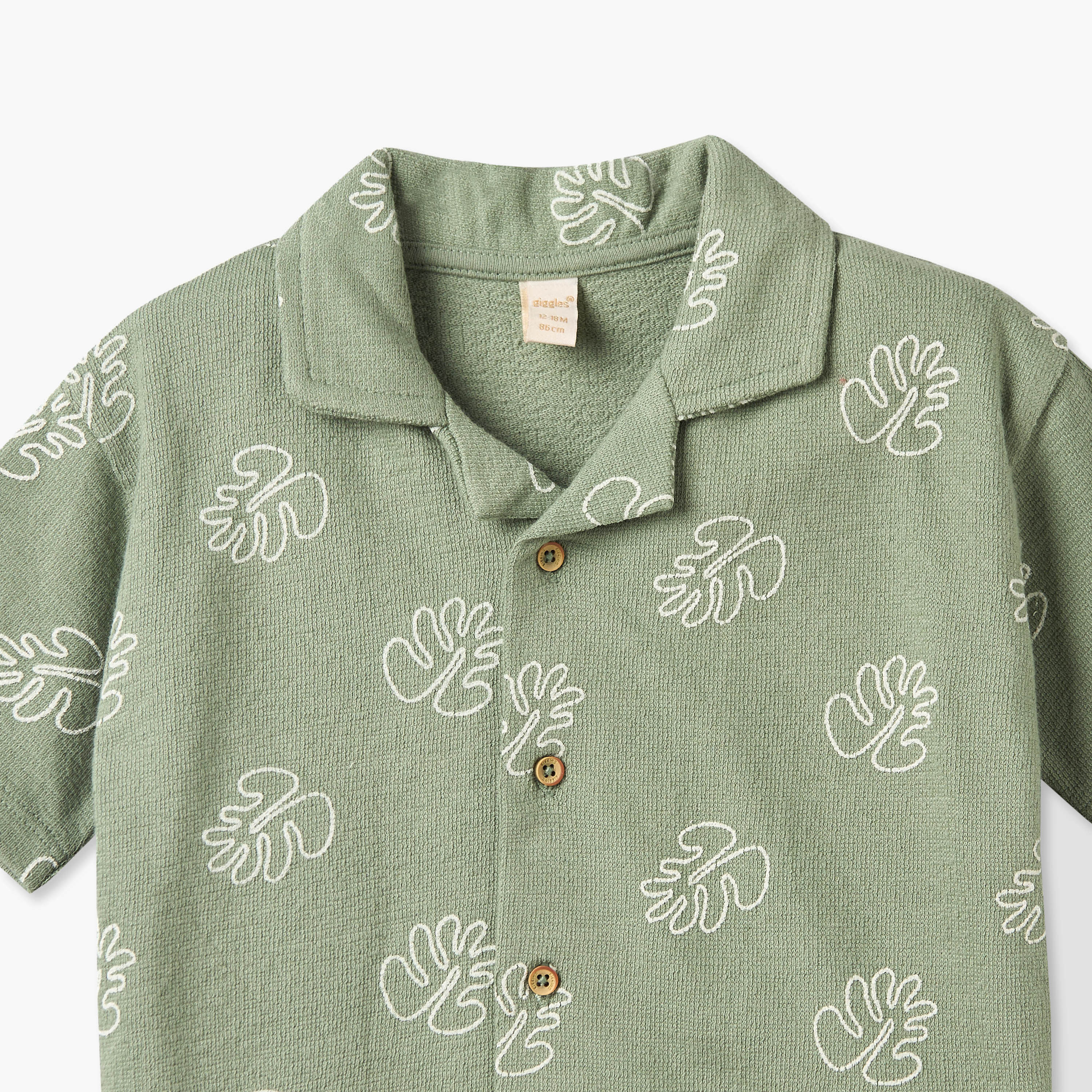 Giggles Camp Collar Short Sleeves Shirt and Shorts Set with Leaf Print-baby-boys-clothing-setsandcoords-image-7